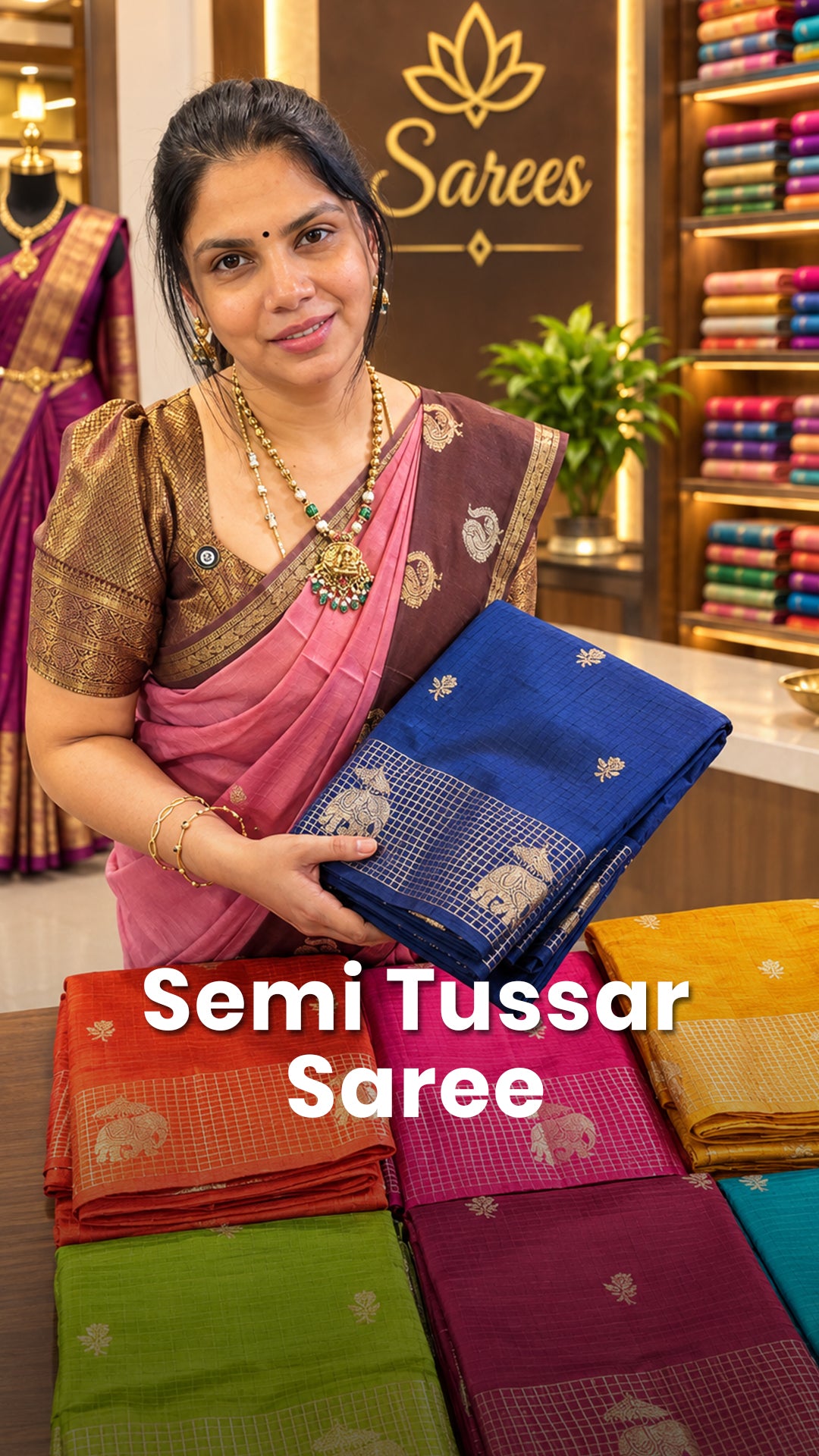 Saree Name - Semi Tussar Saree

Blouse - Self Colour Blouse

Price ...