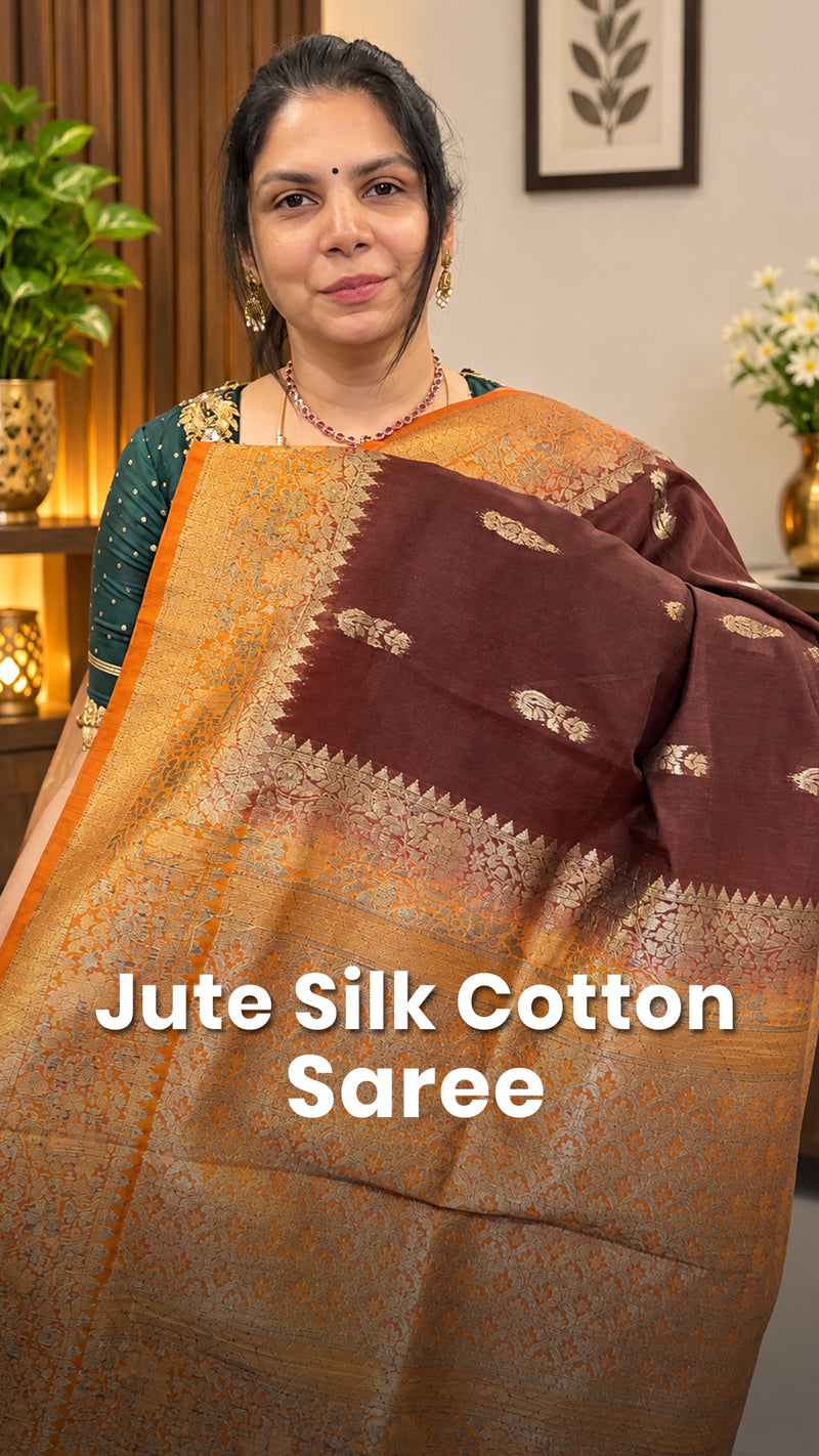 Saree Name - Jute Silk Saree

Blouse - Contrast Blouse

Price @ Rs....