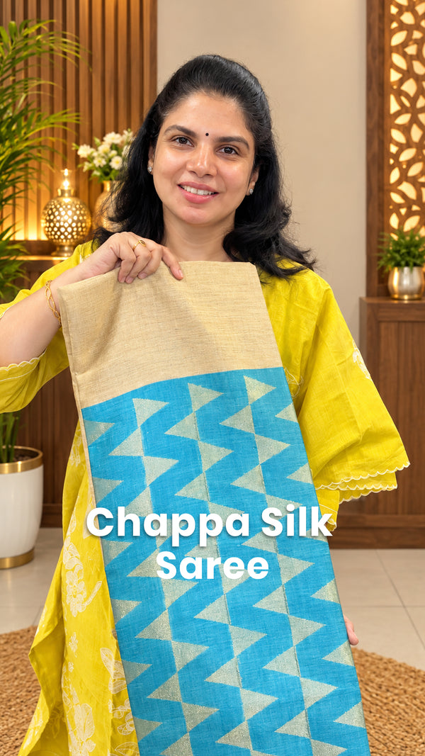 Saree Code - TTDS3528

Saree Name - Chappa Silk Saree

Price - Rs.1...