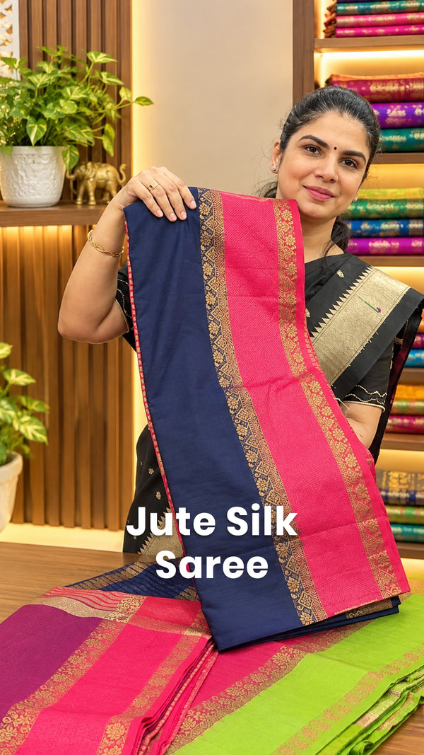 Saree Name - Jute Silk Saree

Blouse - Contrast Blouse

Length - 5m...