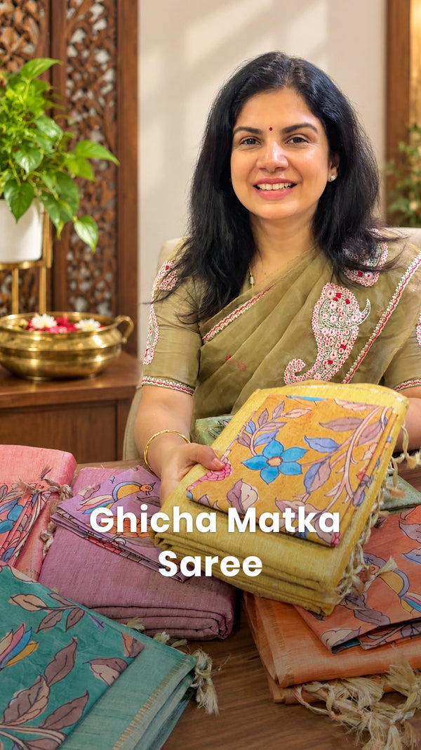 Saree Code - TTDS3611

Saree Name - Ghicha Matka Saree

Blouse - Pr...