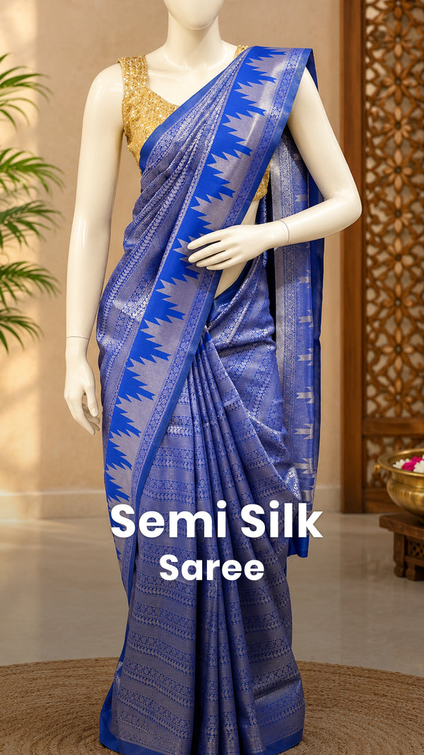 Saree Name - Semi Silk Saree

Blouse - Self Colour Blouse

Length -...
