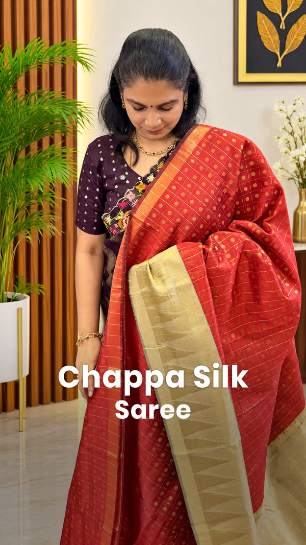 Saree Code - TTDS3620

Saree Name - Chappa Silk Saree

Blouse - Con...