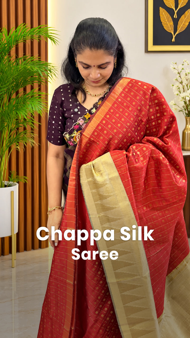 Saree Code - TTDS3620

Saree Name - Chappa Silk Saree

Blouse - Con...