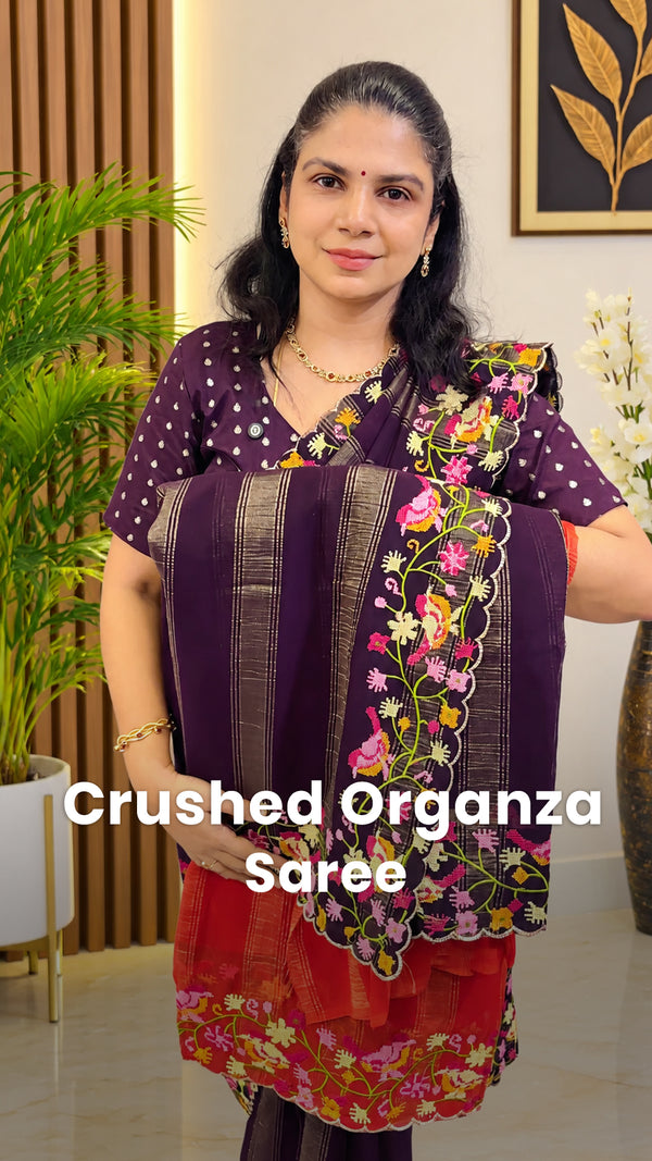 Saree Code - TTDS3624

Saree Name - Crushed Organza Saree

Blouse -...