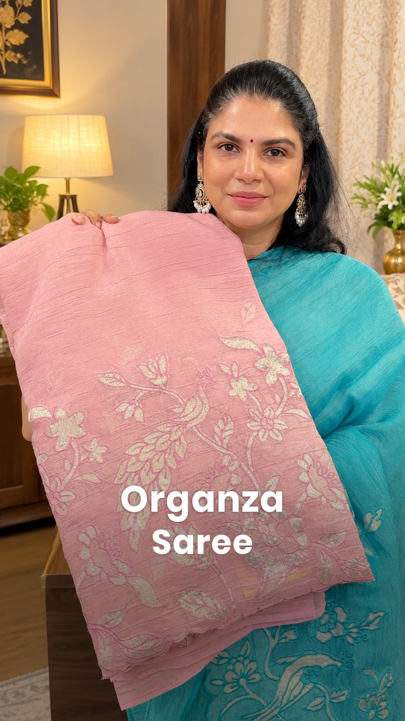 Saree Name -  Organza Saree

Blouse - Self Colour Blouse

Price - R...
