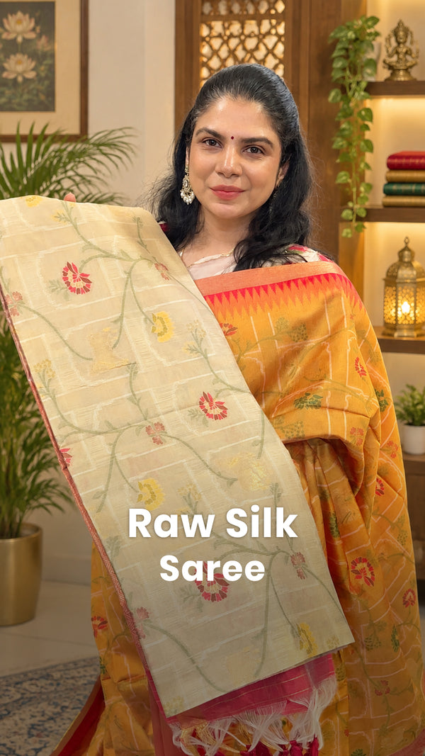 Saree Name - Raw Silk Saree

Blouse - Contrast Blouse

Price - Rs.2...