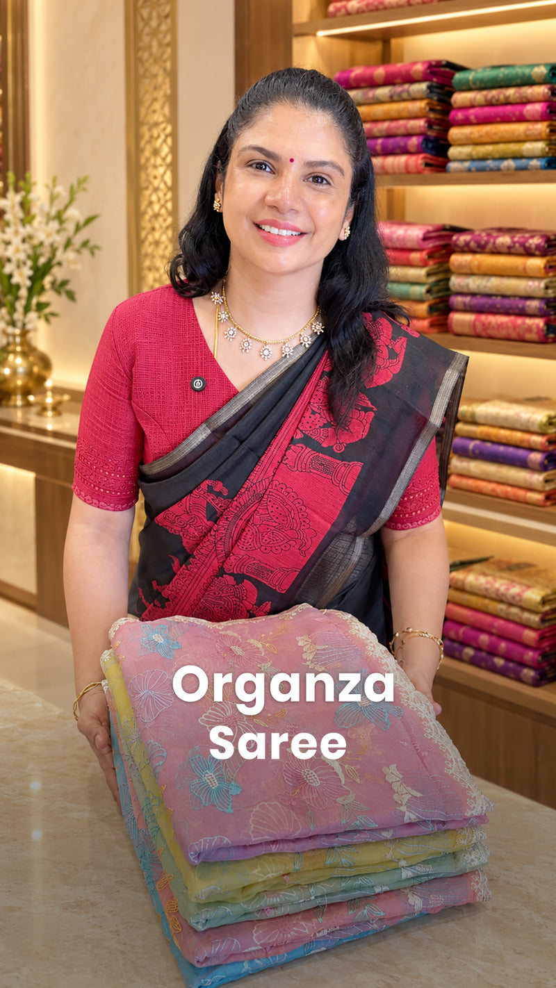 Saree Name - Organza Saree

Blouse - Self Colour Blouse

Price - Rs...