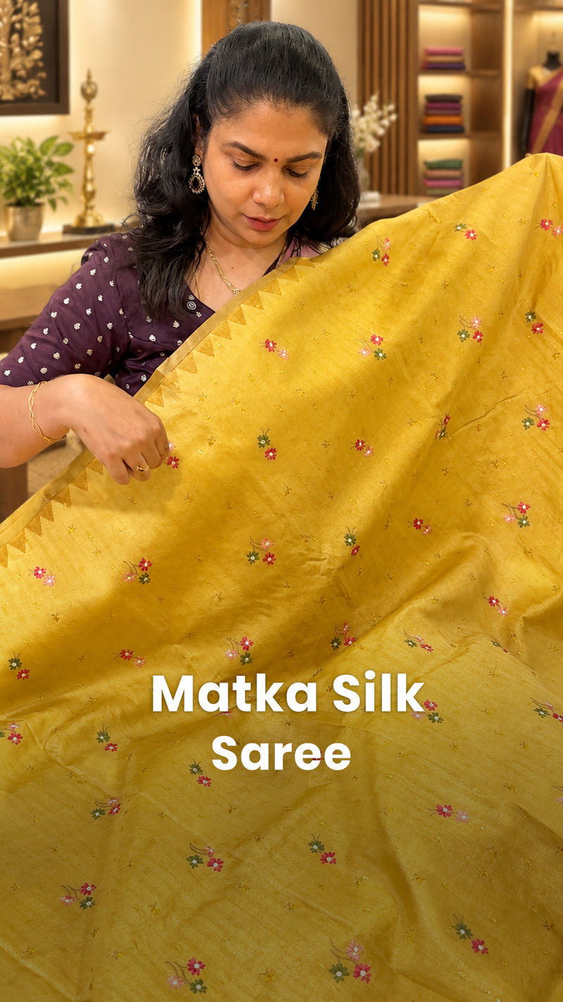 Saree Name - Matka Silk Saree

Blouse - Self Colour Blouse

Price -...