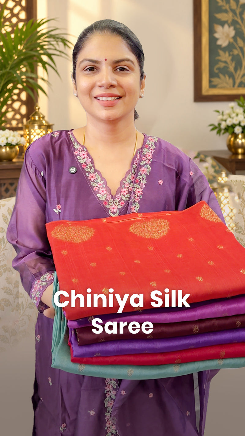 Saree Name - Chiniya Silk Saree

Blouse - Self Colour Blouse

Price...