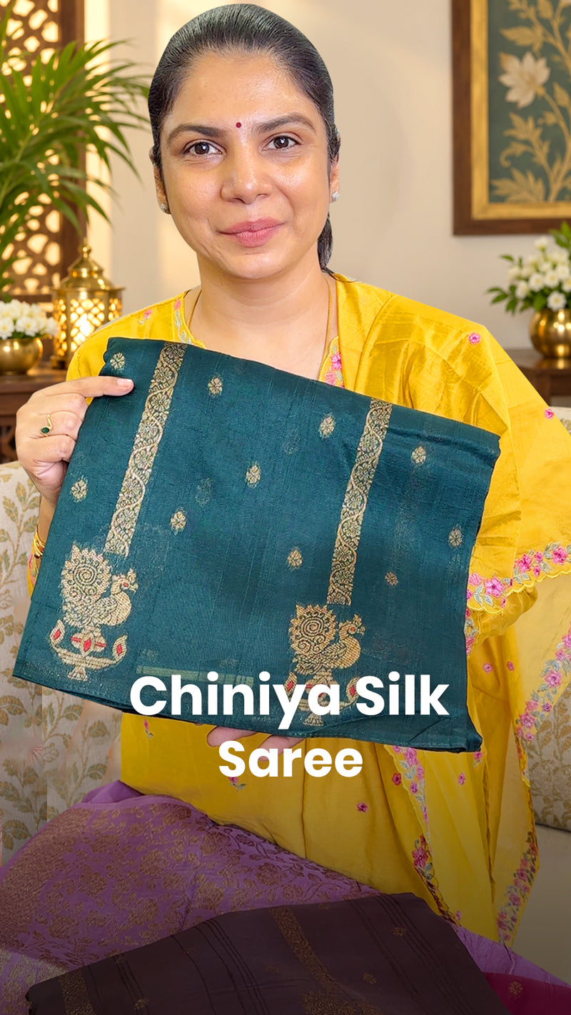 Saree Name - Chiniya Silk Saree

Blouse - Self colour Blouse

Price...