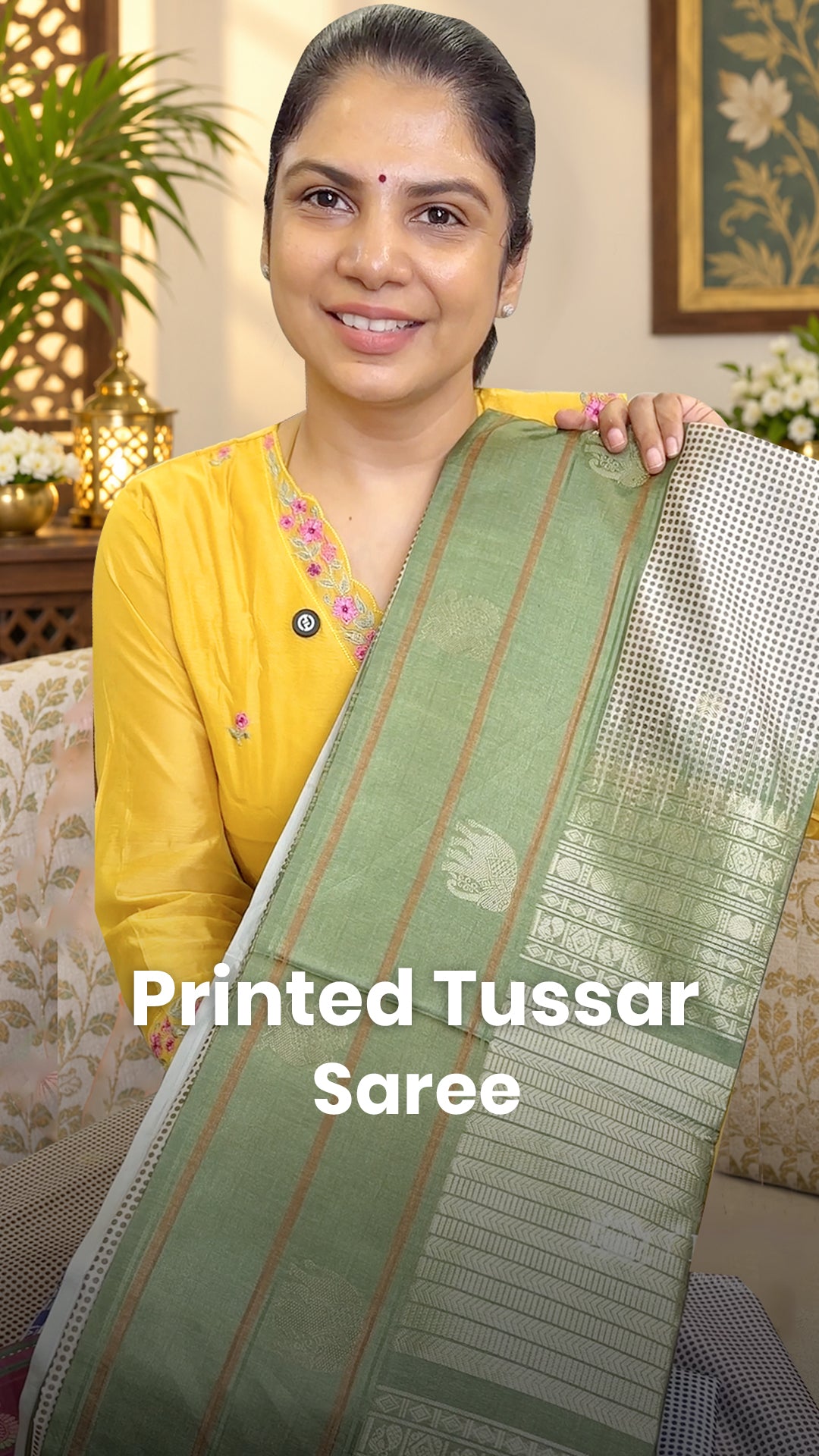 Saree Name - Printed Tussar Saree

Blouse -  Contrast Blouse

Price...