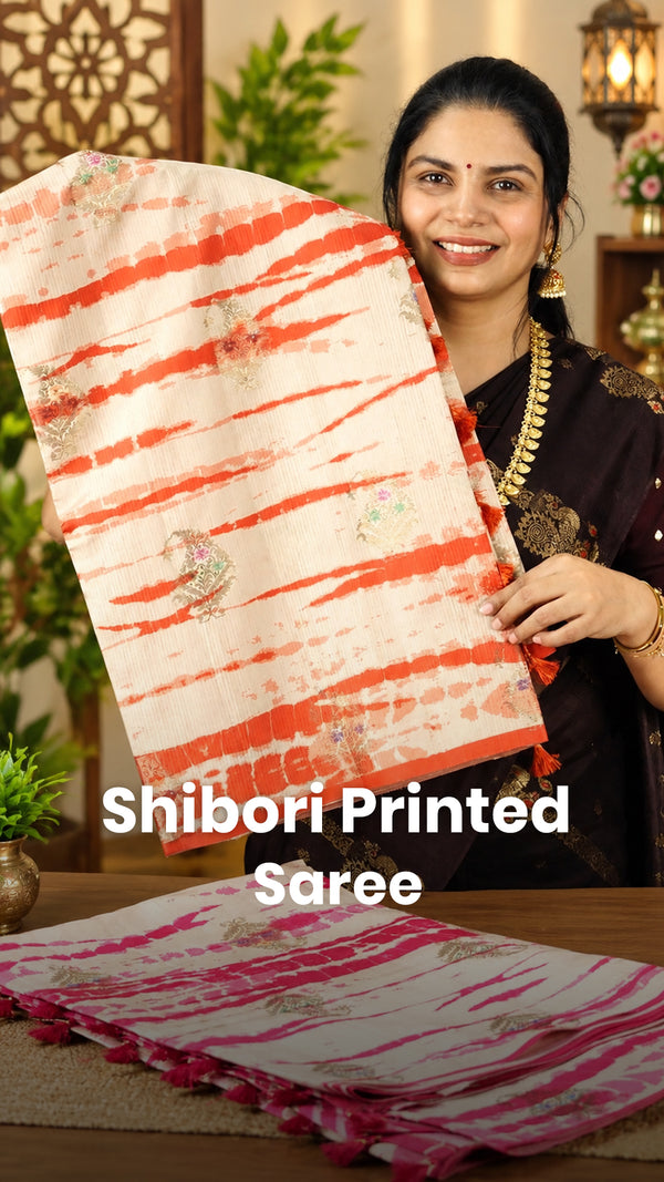 Saree Name - Shibori Printed Saree

Blouse - Contrast Blouse

Price...