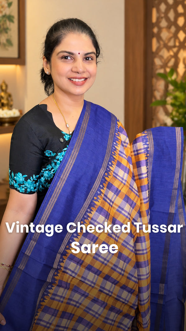 Saree Code - TTDS3708

Saree Name - Vintage Checked Tussar Saree

P...