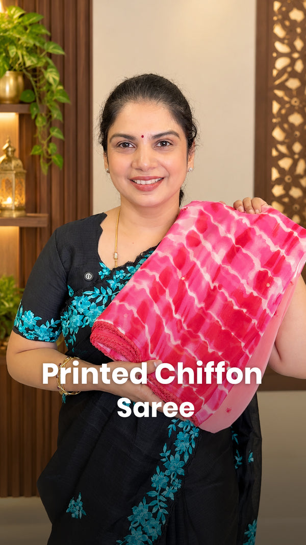 Saree Code - TTDS3674

Saree Name - Printed Chiffon Saree

Price - ...