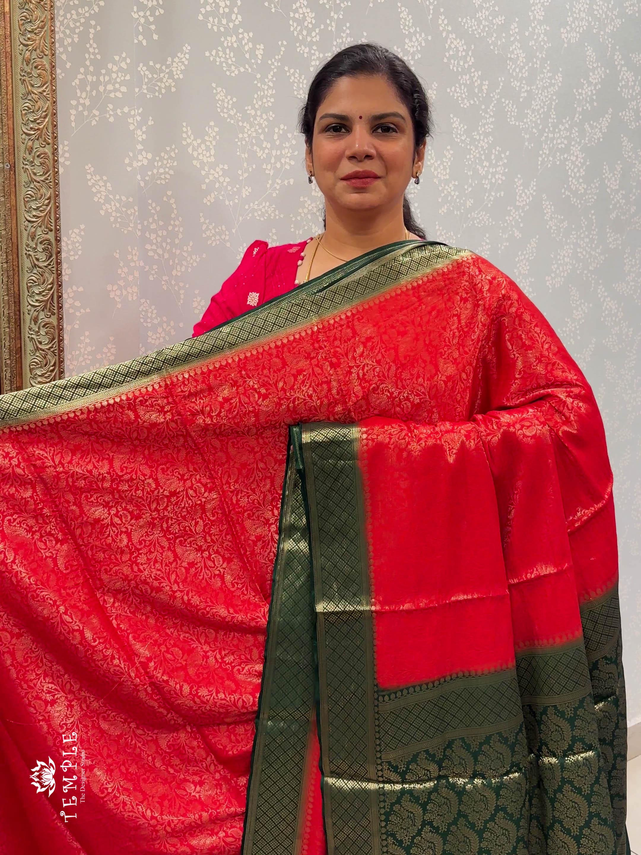 Mysore Brocade Silk Saree (Red) | TTDS1107 | Sparkling Deals