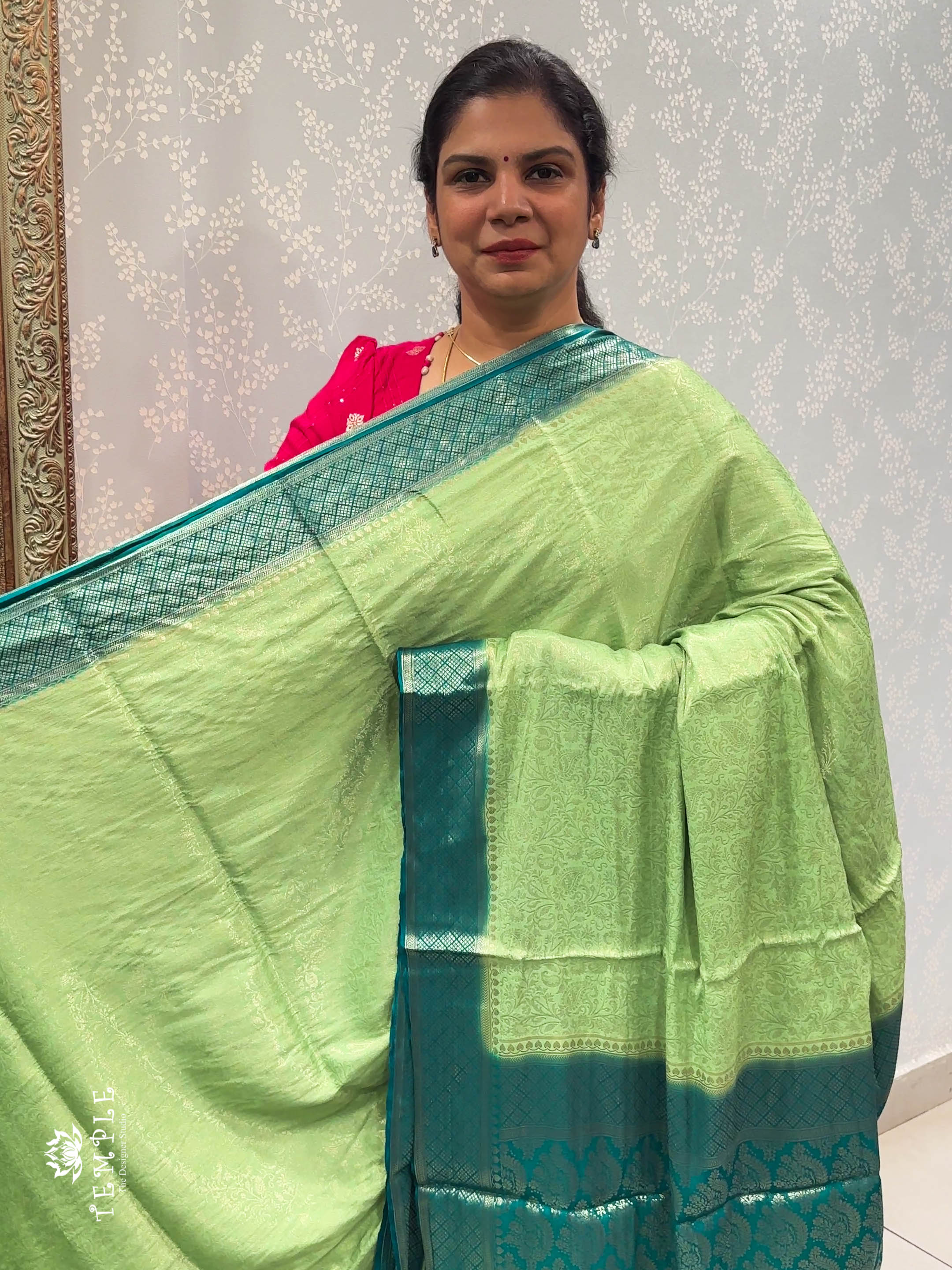 Mysore Brocade Silk Saree (Apple Green) | TTDS1107 | Sparkling Deals