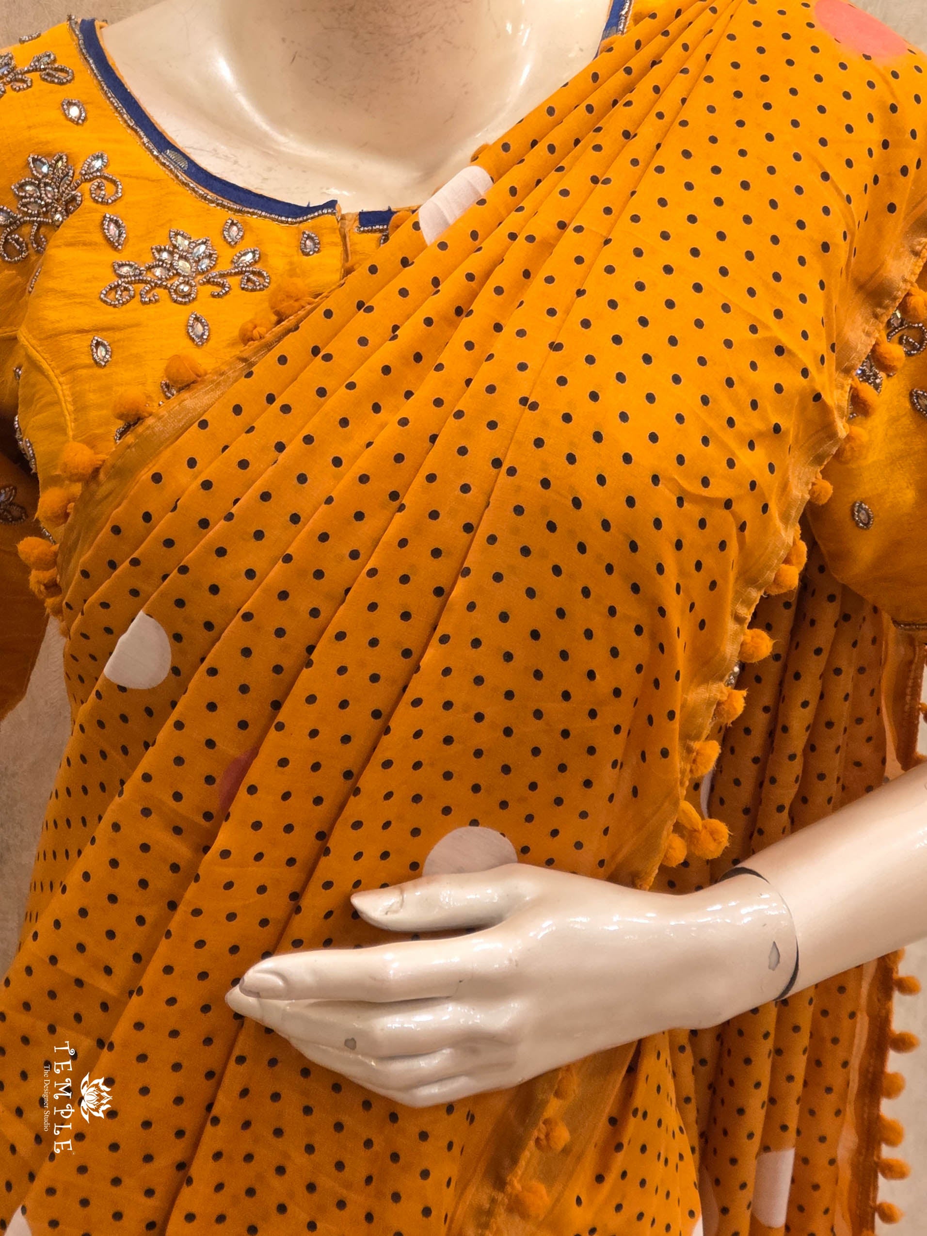 Chanderi Cotton Saree with Pom Pom | TTDS3047