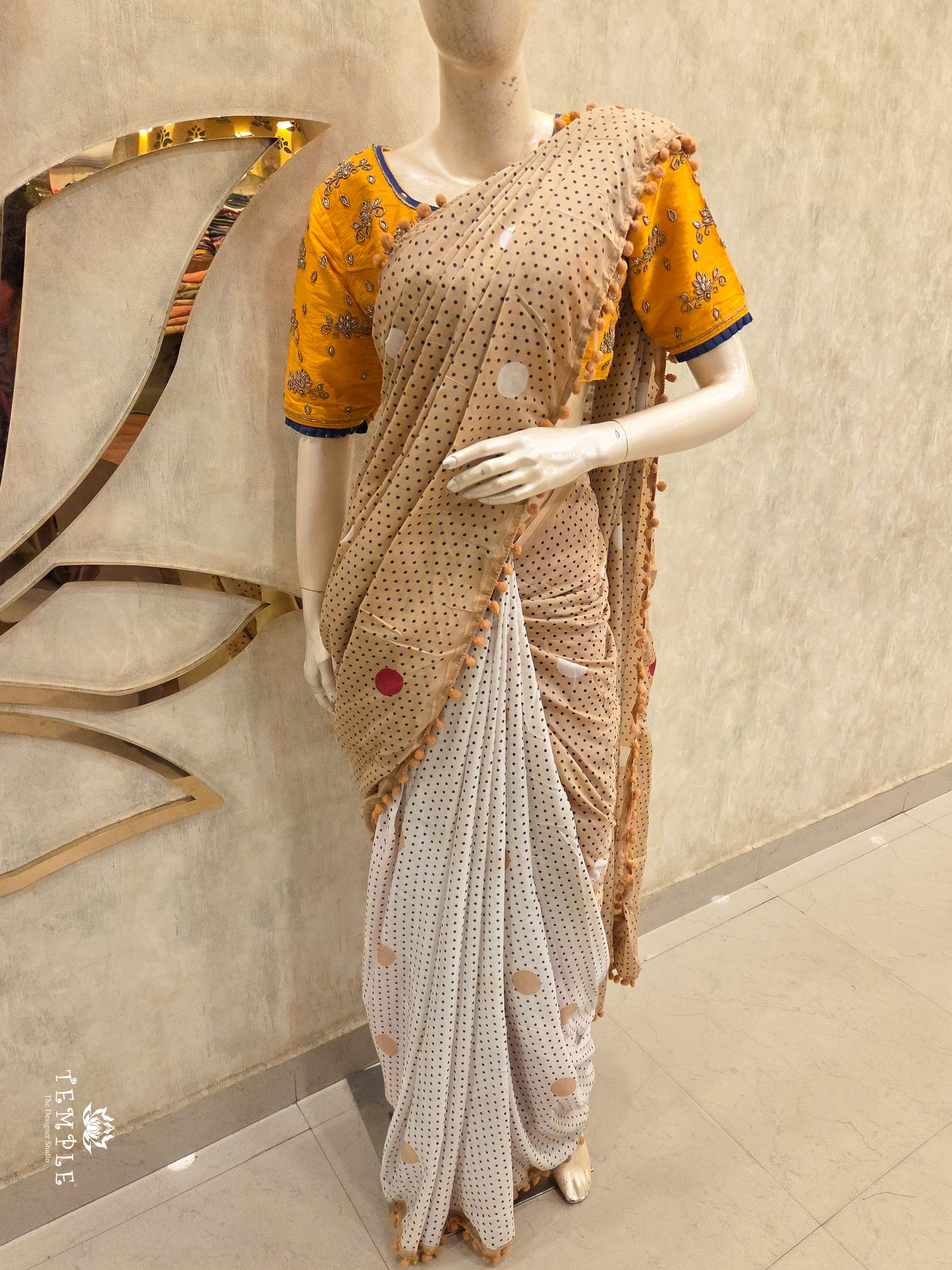 Chanderi Cotton Saree with Pom Pom | TTDS3047