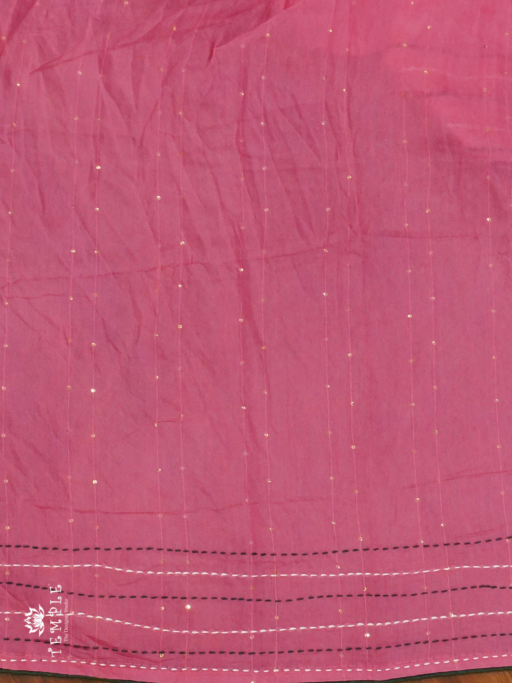 Batik Printed Saree With Kantha Work(Lite Pink) | TTDS1331 | Sparkling Deals