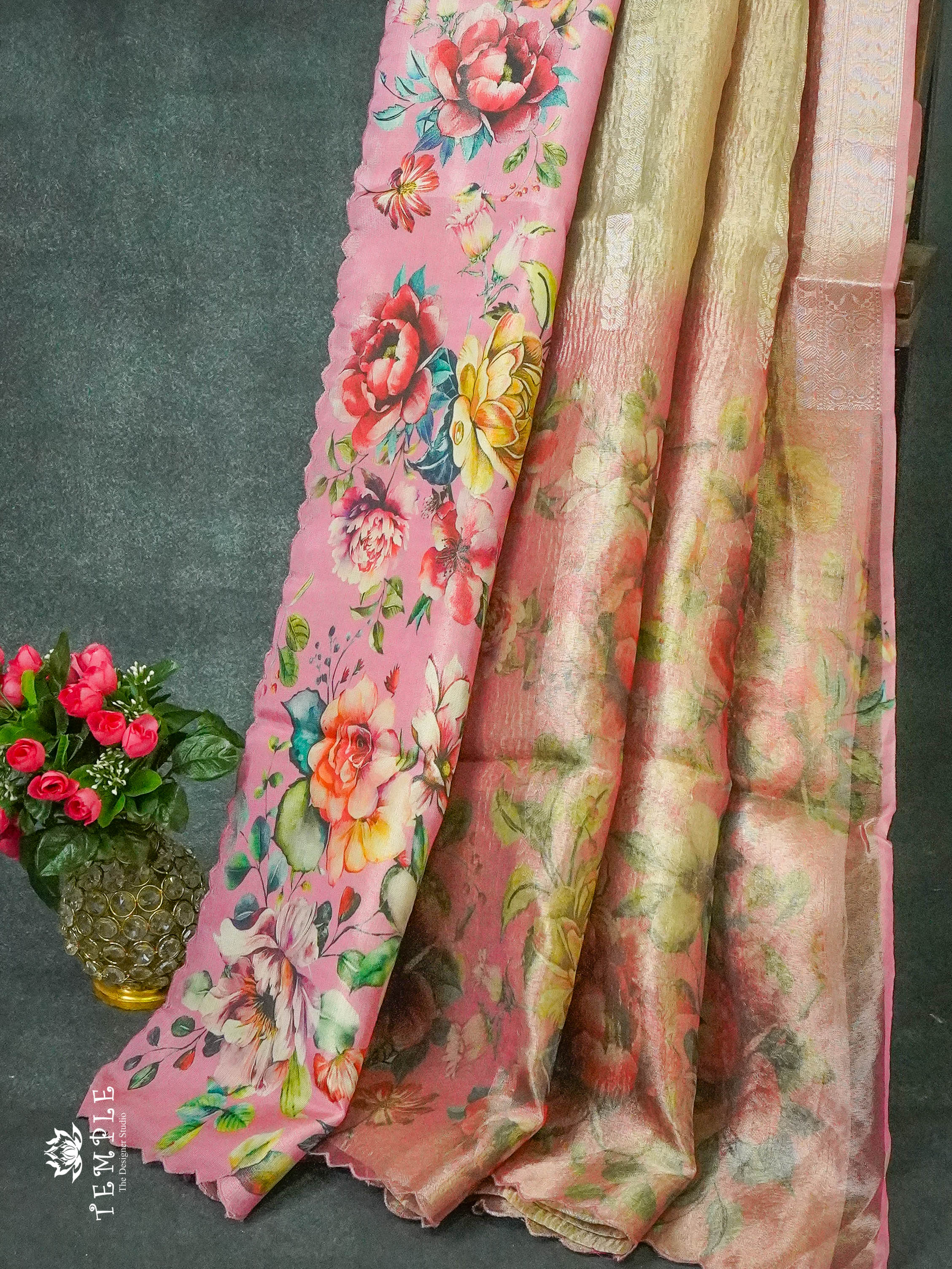 Rainbow Tissue Saree (Crushed material with Floral Design) | TTDS960 | PRE BOOKING