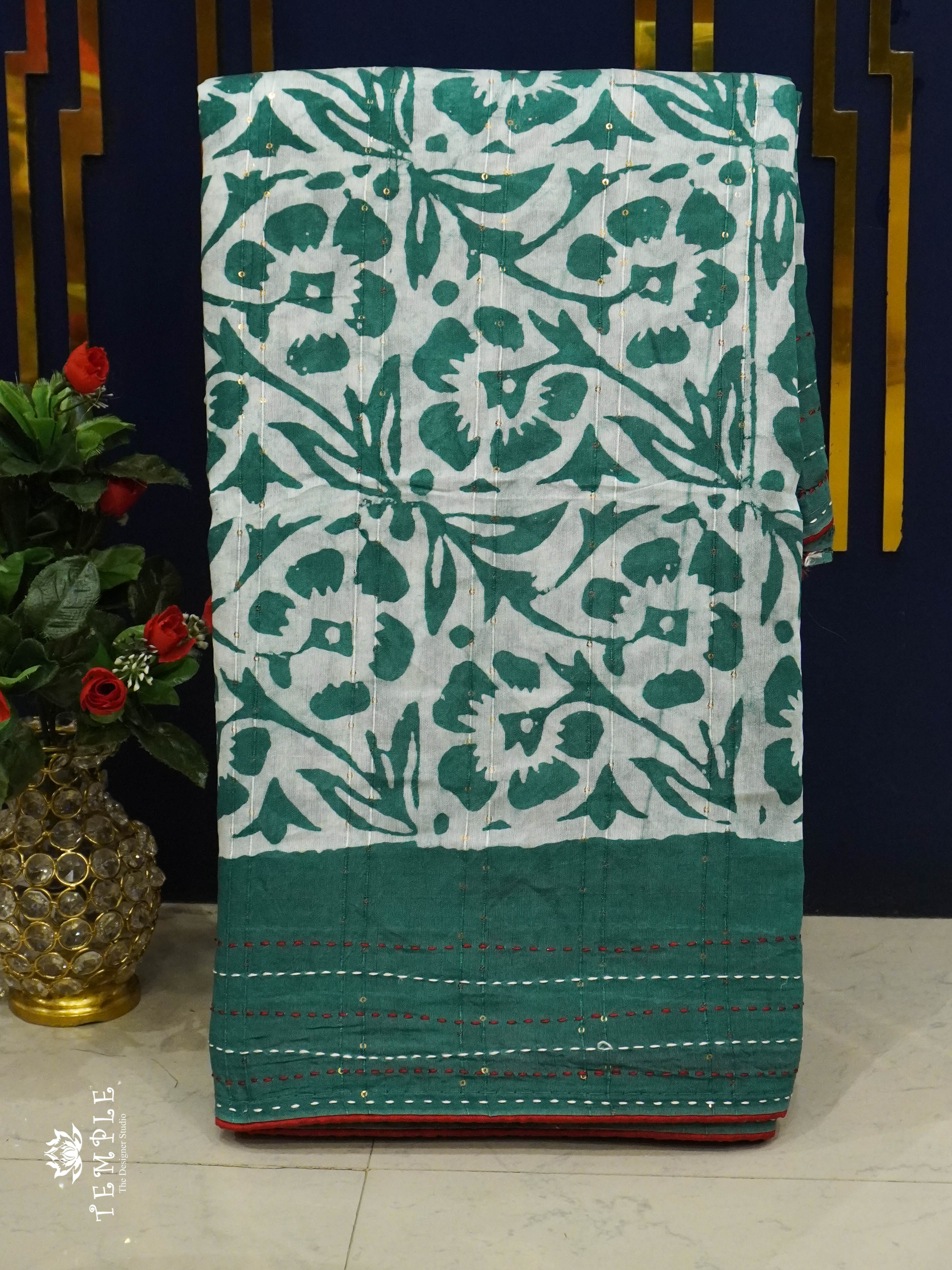 Batik Printed Saree With Kantha Work | TTDS1331 | Special Sale