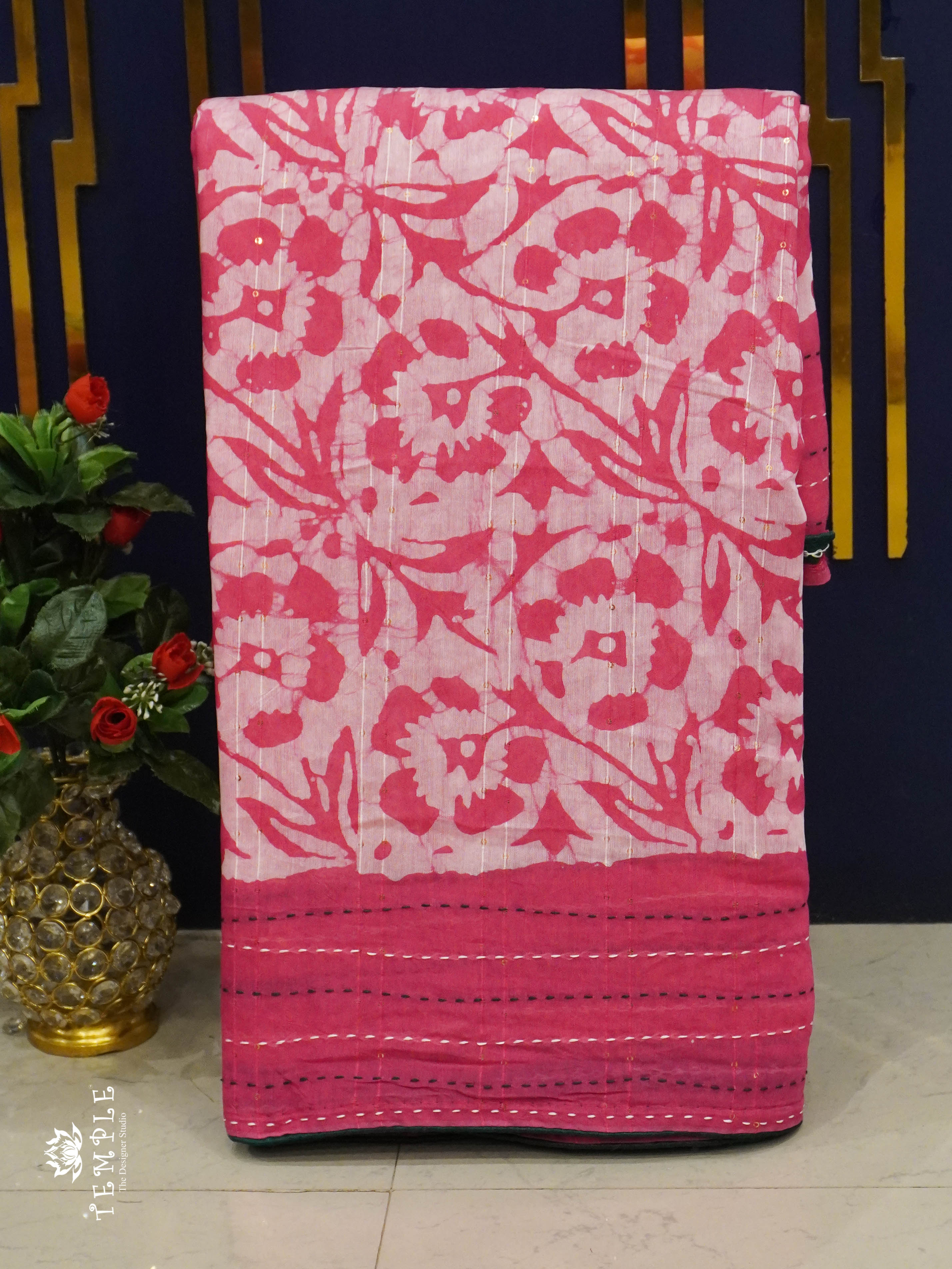 Batik Printed Saree With Kantha Work | TTDS1331 | Special Sale