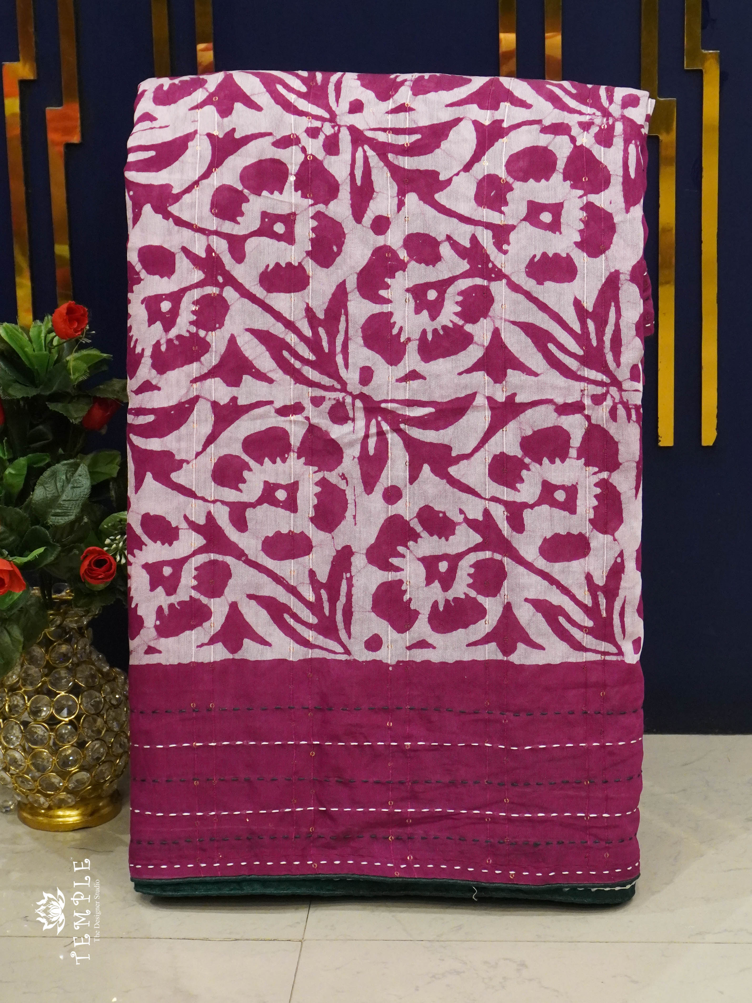 Batik Printed Saree With Kantha Work | TTDS1331 | Special Sale