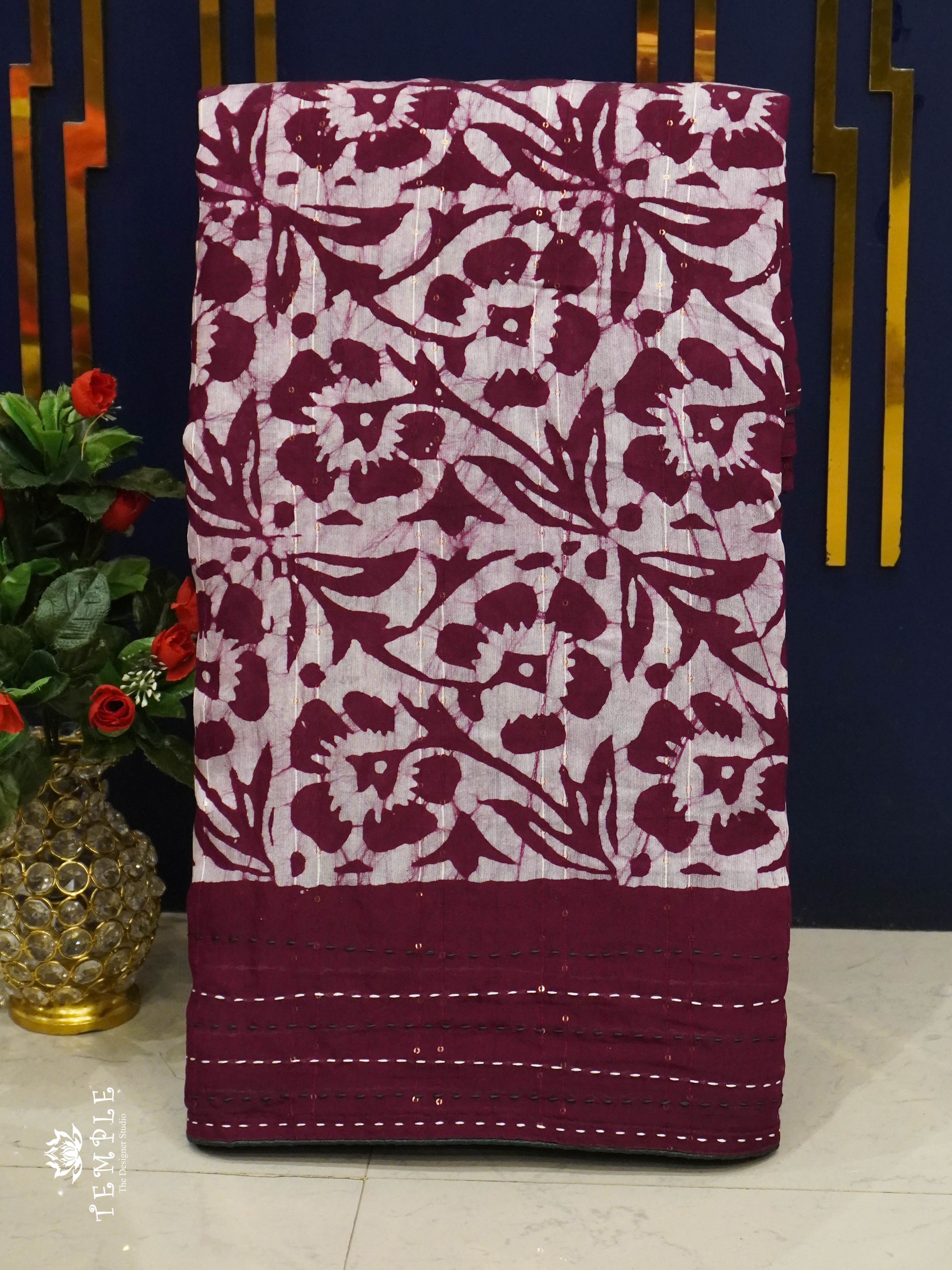 Batik Printed Saree With Kantha Work | TTDS1331 | Special Sale