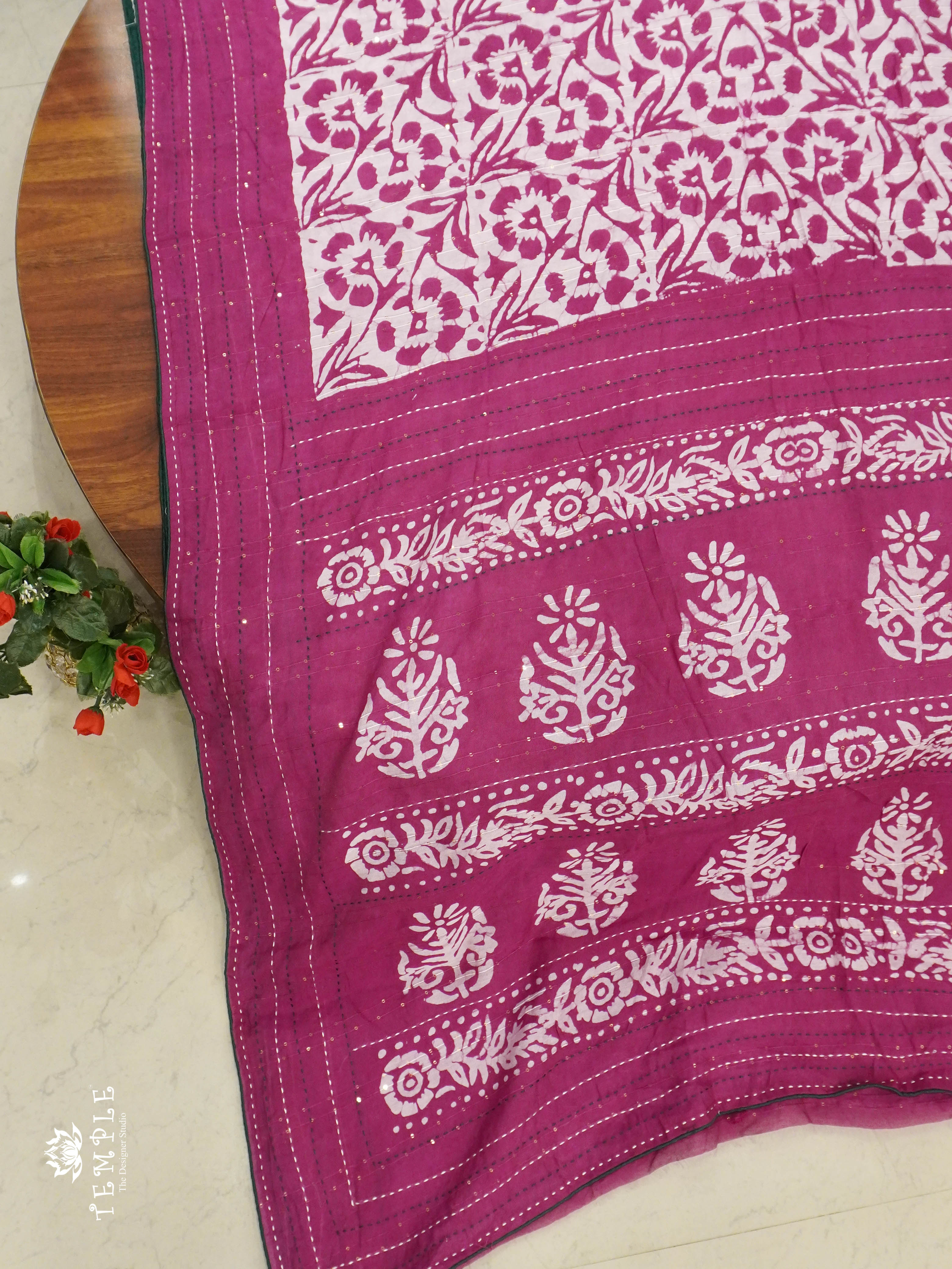 Batik Printed Saree With Kantha Work | TTDS1331 | Special Sale