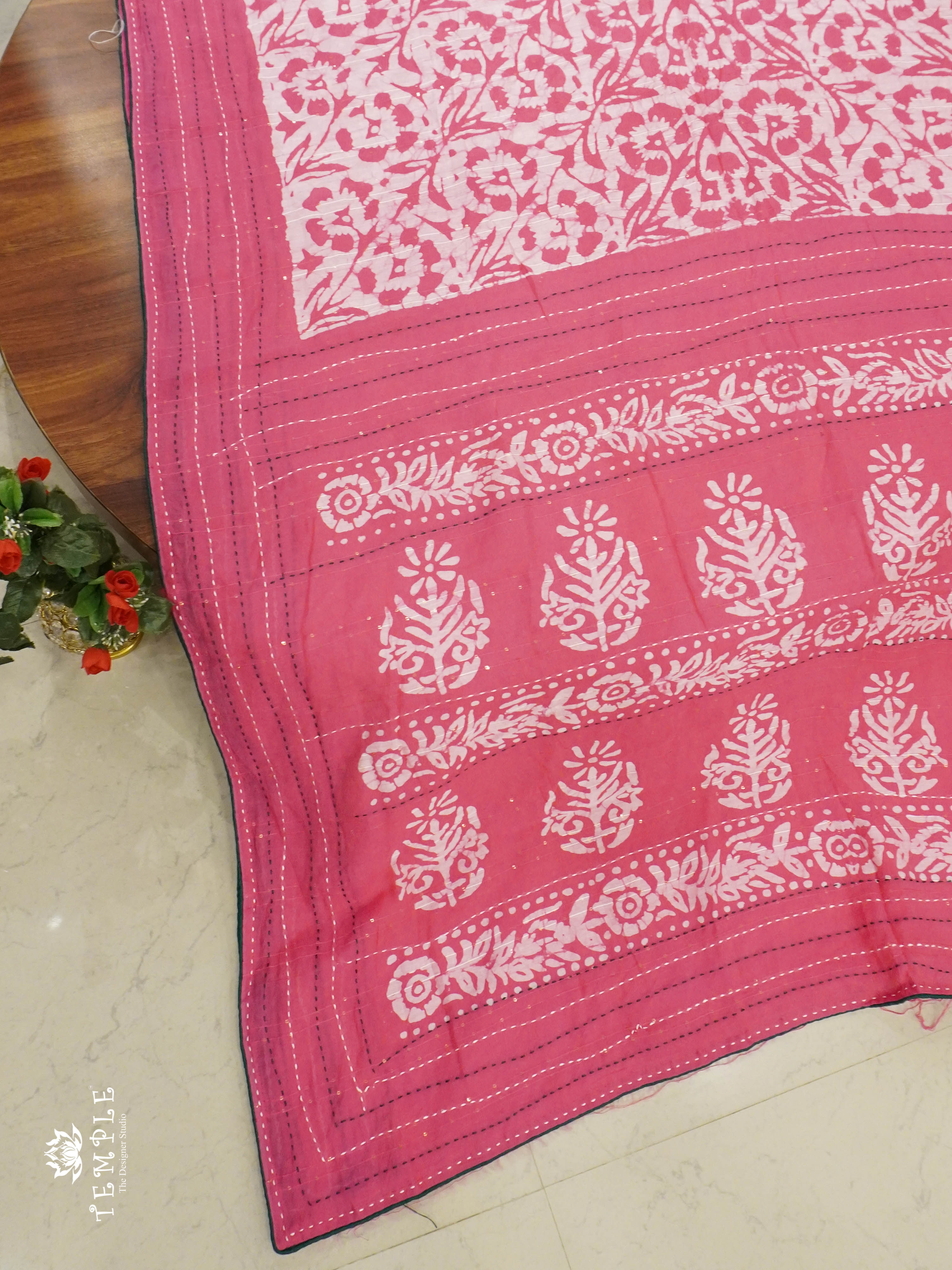 Batik Printed Saree With Kantha Work | TTDS1331 | Special Sale