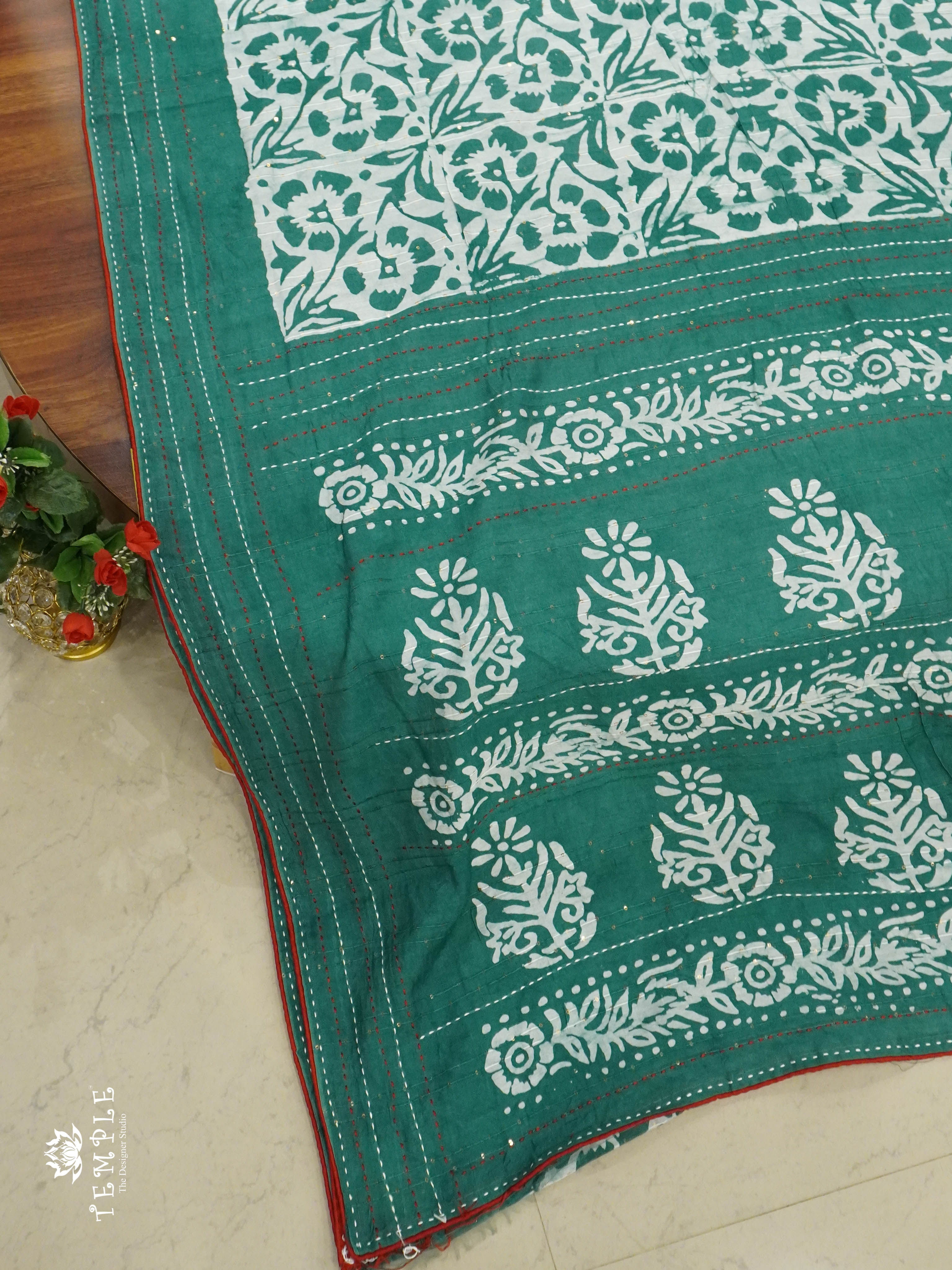 Batik Printed Saree With Kantha Work | TTDS1331 | Special Sale