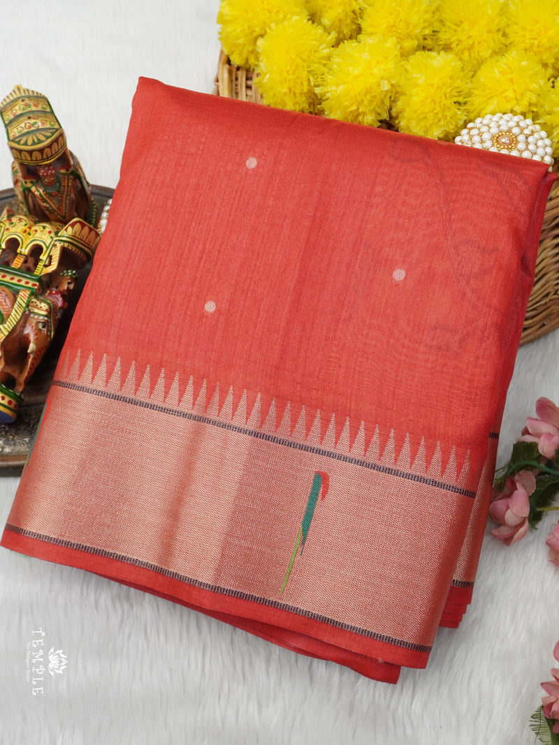 Chanderi Silk Cotton Saree with Paithani | TTDS2795