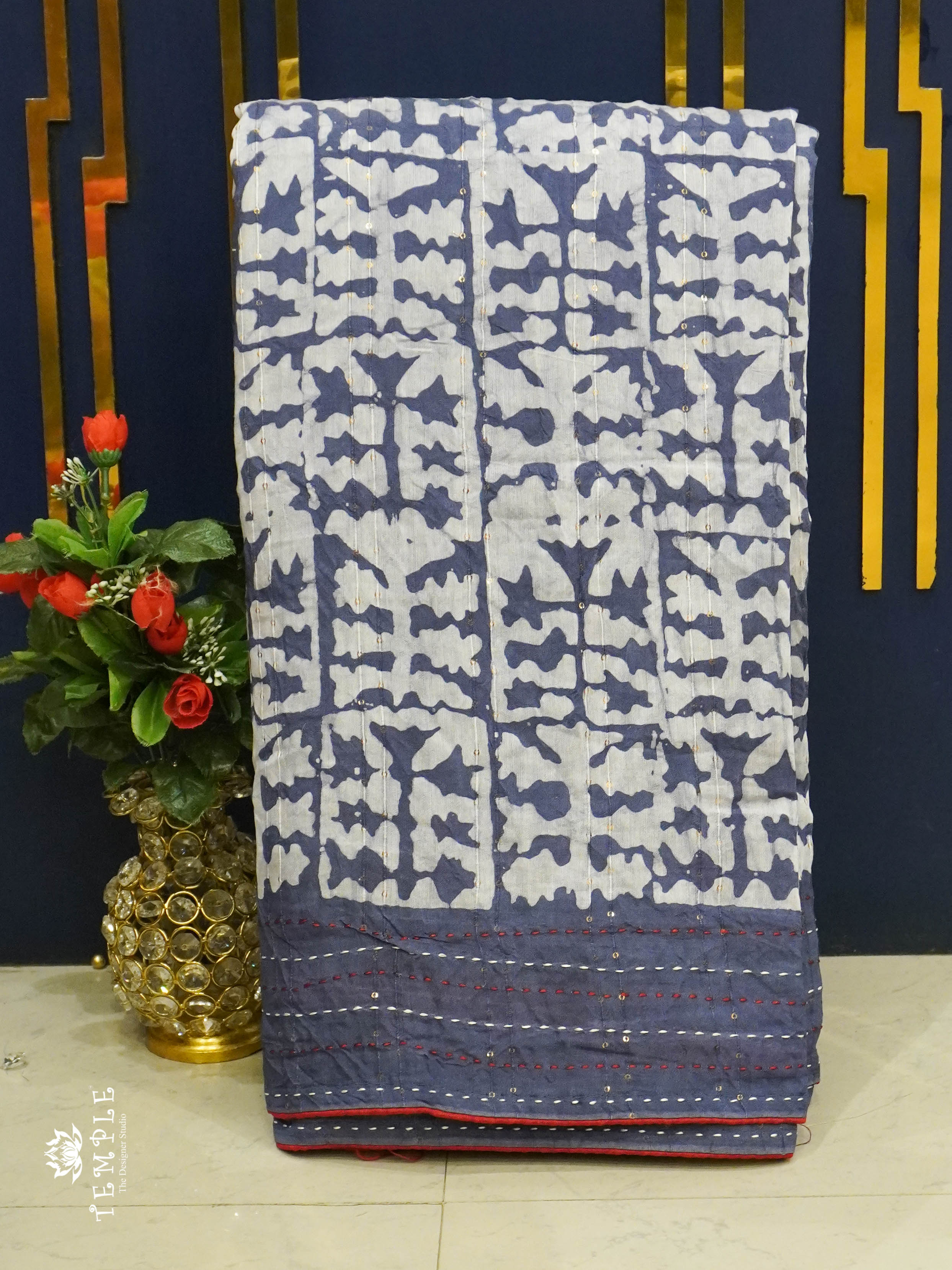 Batik Printed Saree With Kantha Work | TTDS1331 | Special Sale