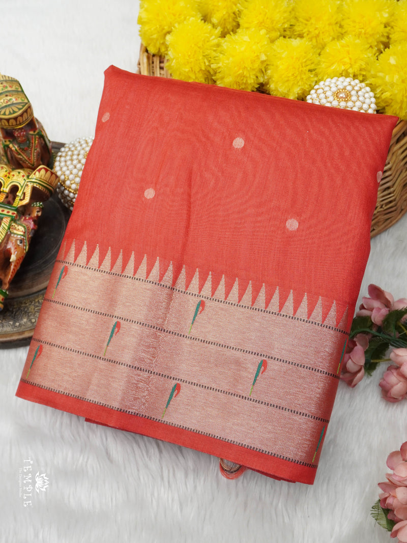 Chanderi Silk Saree with Paithani weaving | TTDS2815