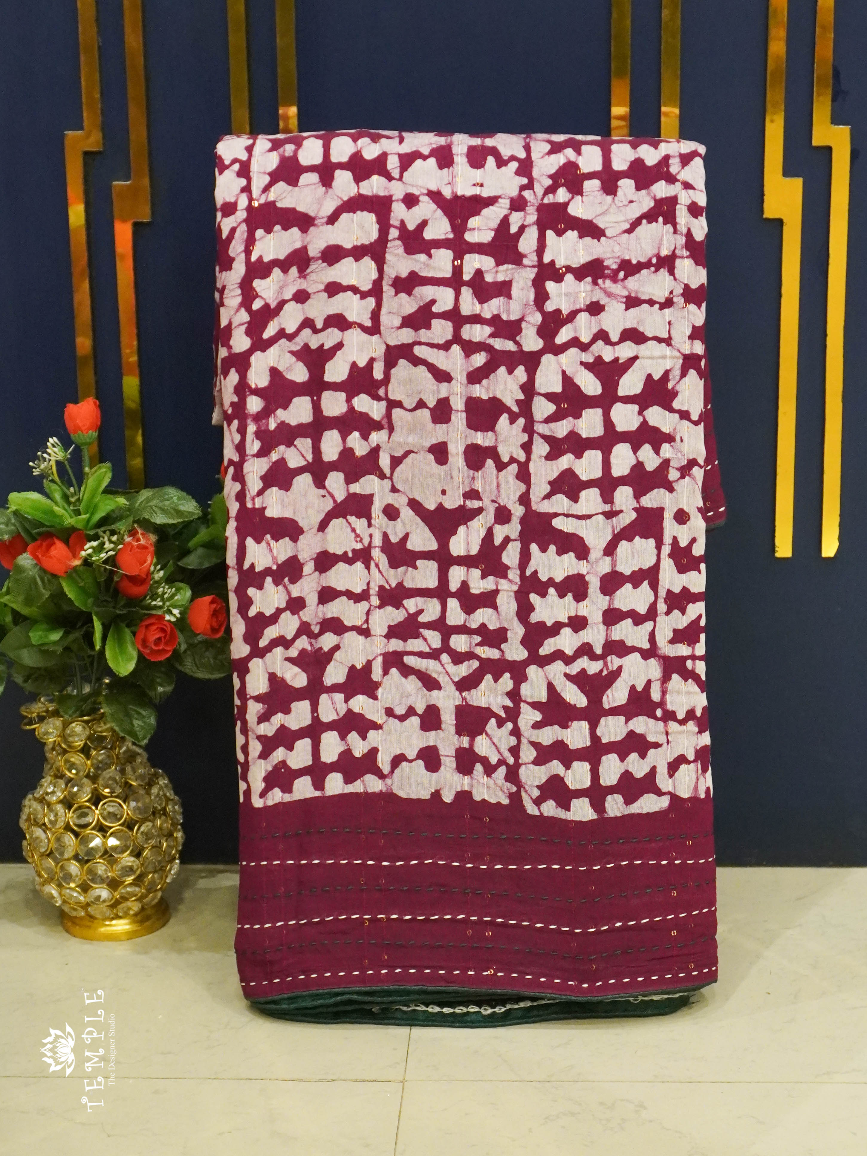 Batik Printed Saree With Kantha Work | TTDS1331 | Special Sale