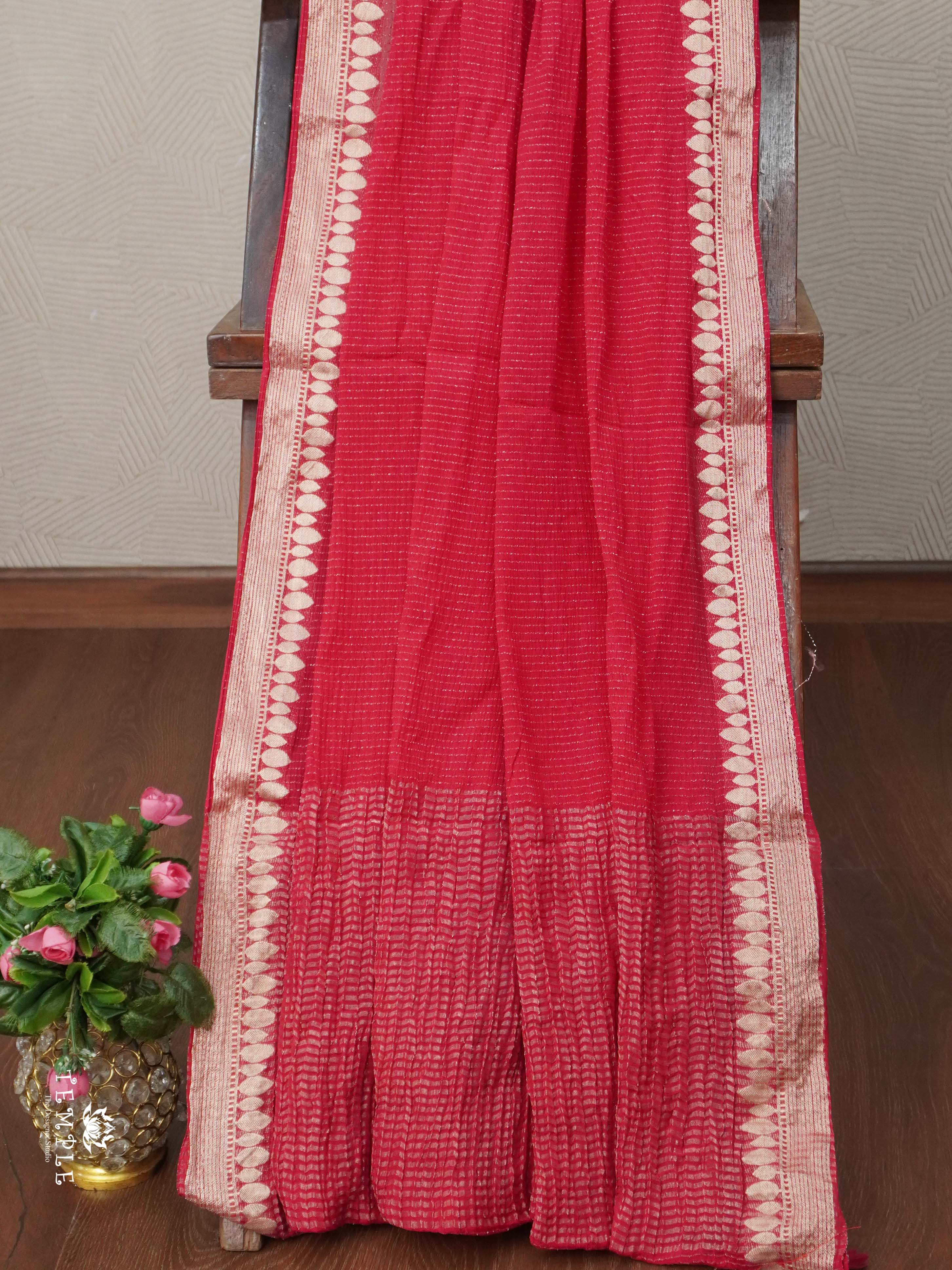 Fancy Georgette Saree With Vaira Oosi Pattern(Pink) | TTDS2709