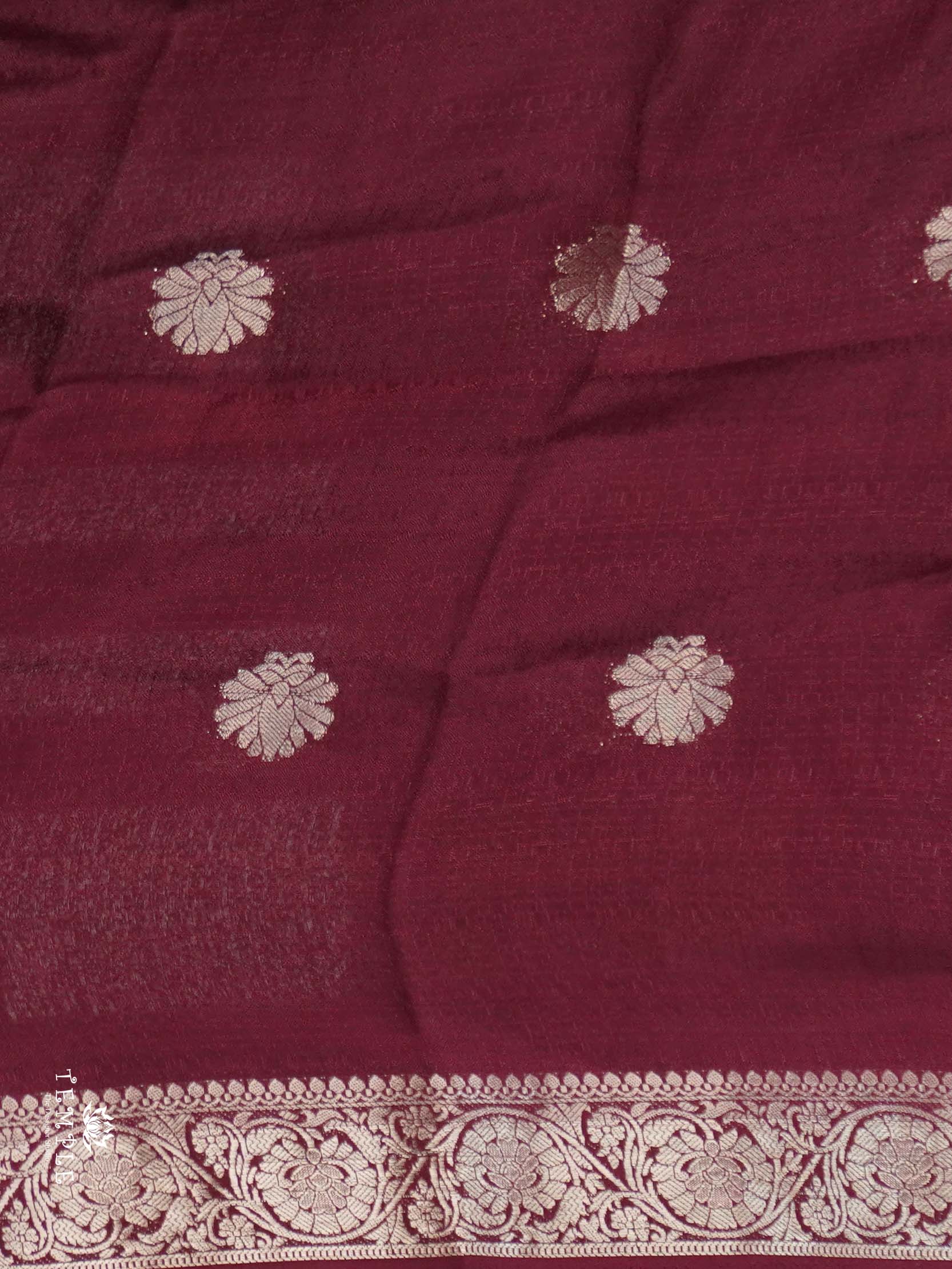 Khadi Silk Saree(Wine Colour) | TTDS2708