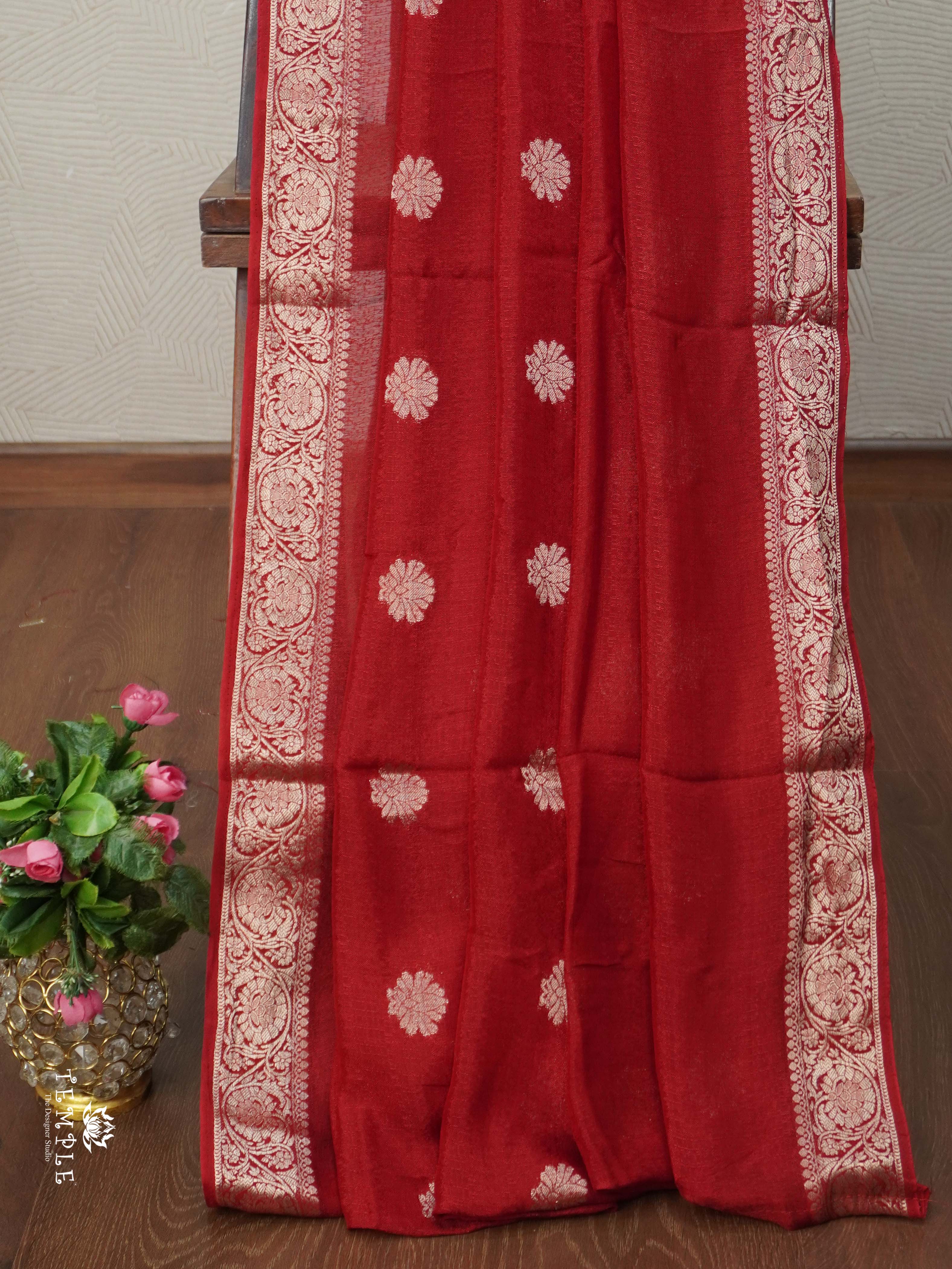 Khadi Silk Saree(Red) | TTDS2708