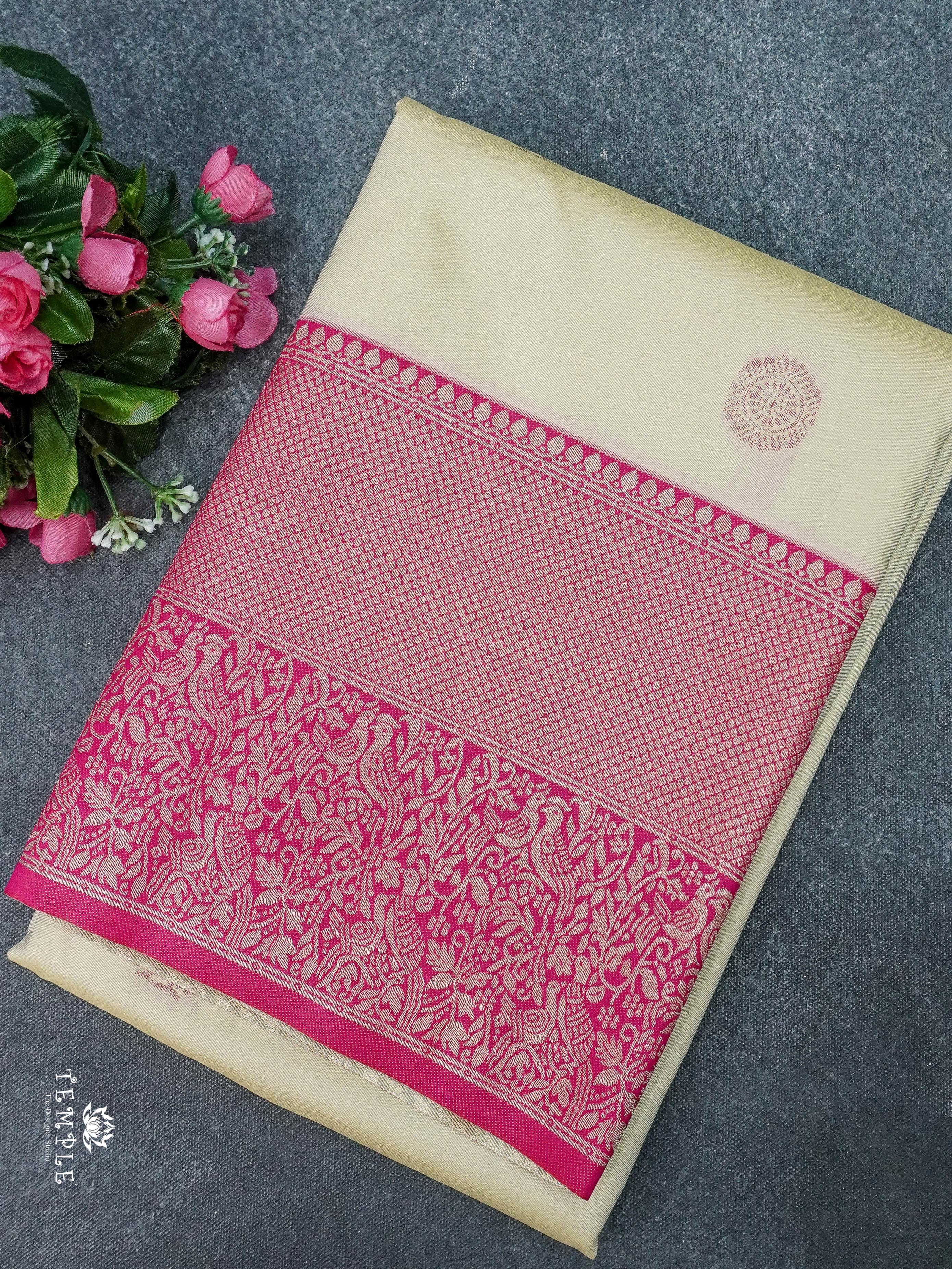 Semi Kanchi Silk Saree With Zari Woven Pattern | TTDS1799