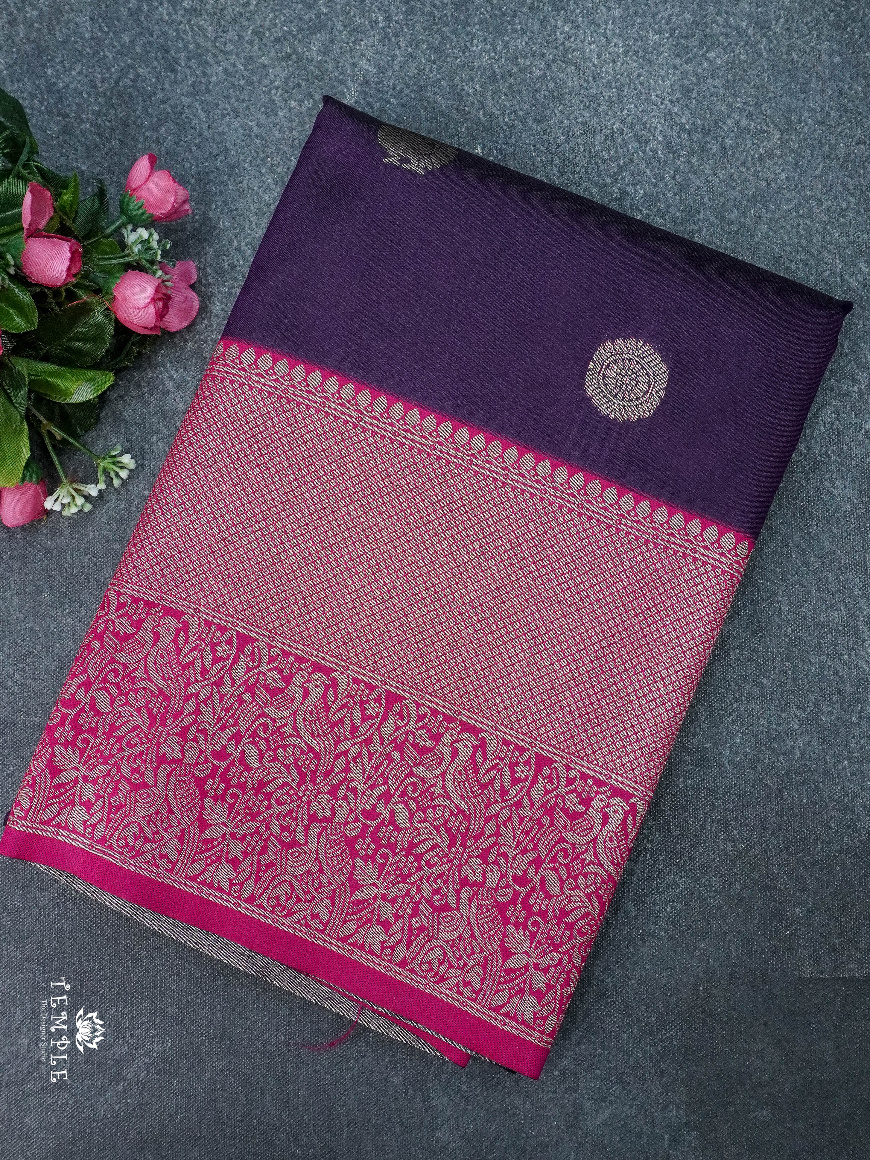 Semi Kanchi Silk Saree With Zari Woven Pattern | TTDS1799