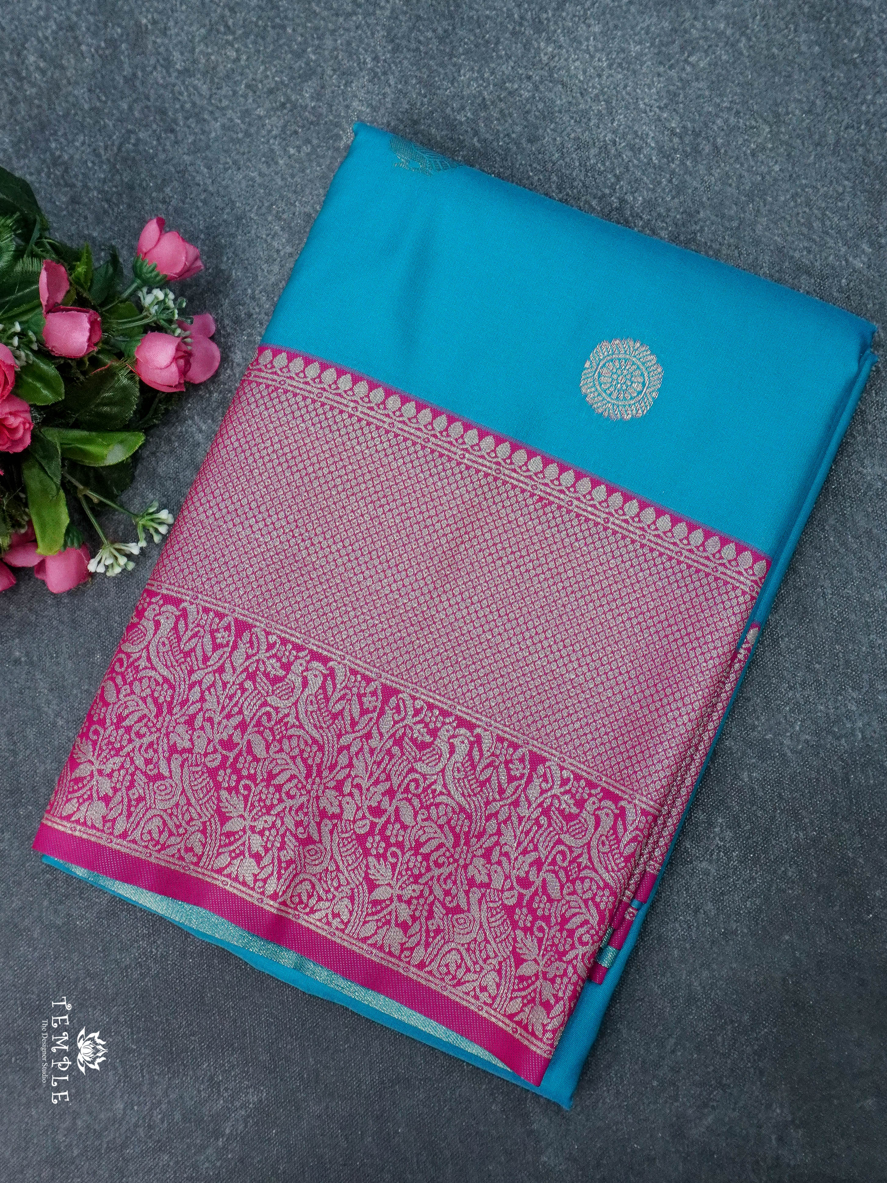 Semi Kanchi Silk Saree With Zari Woven Pattern | TTDS1799