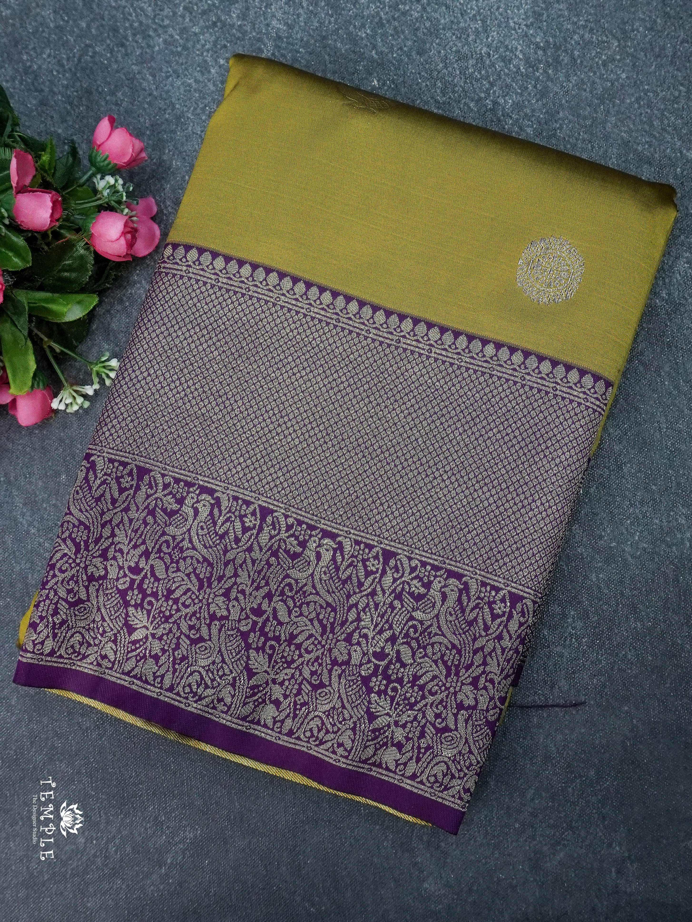 Semi Kanchi Silk Saree With Zari Woven Pattern | TTDS1799