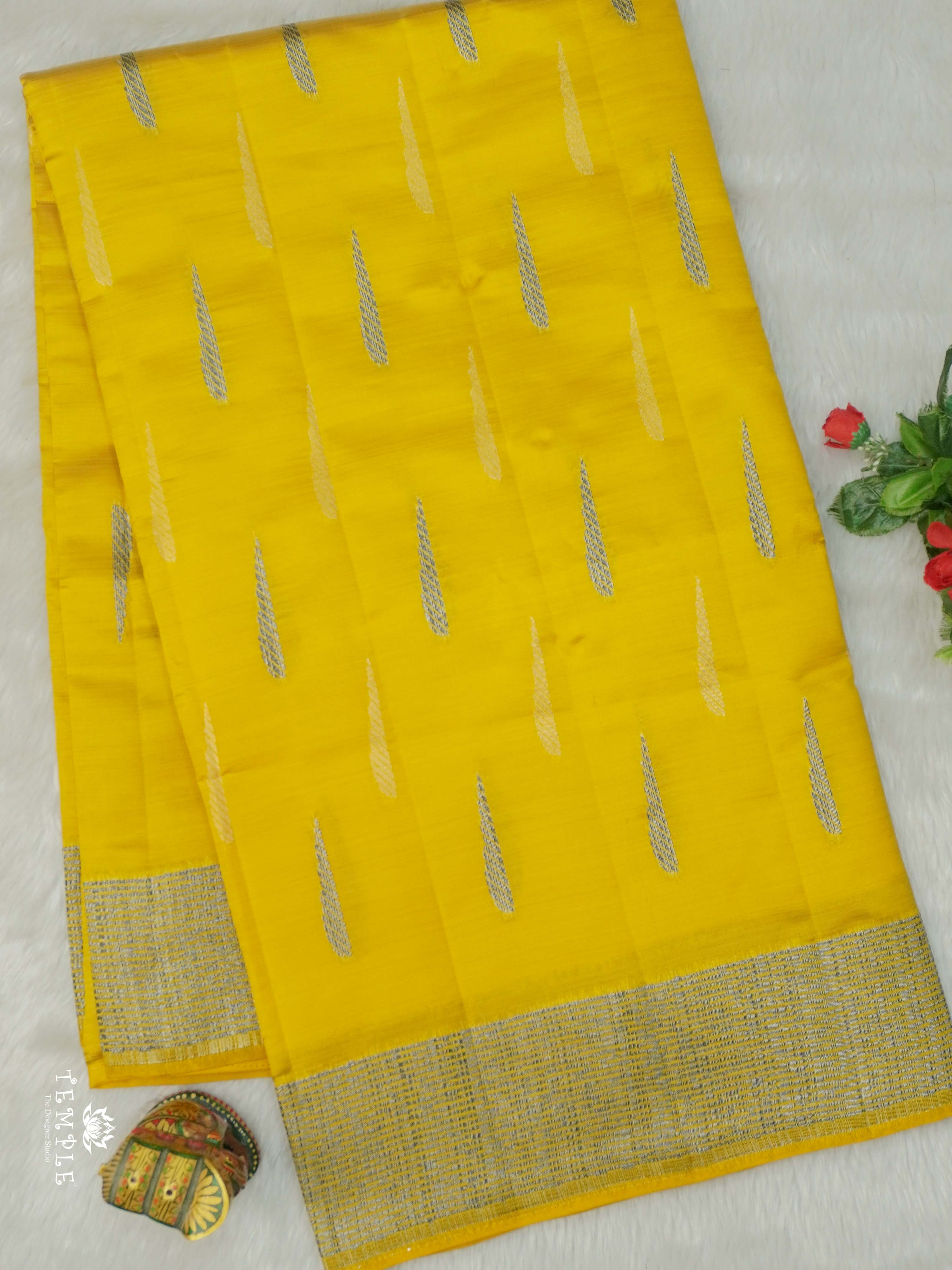 Semi Tussar Silk Saree(Yellow) | TTDS2662