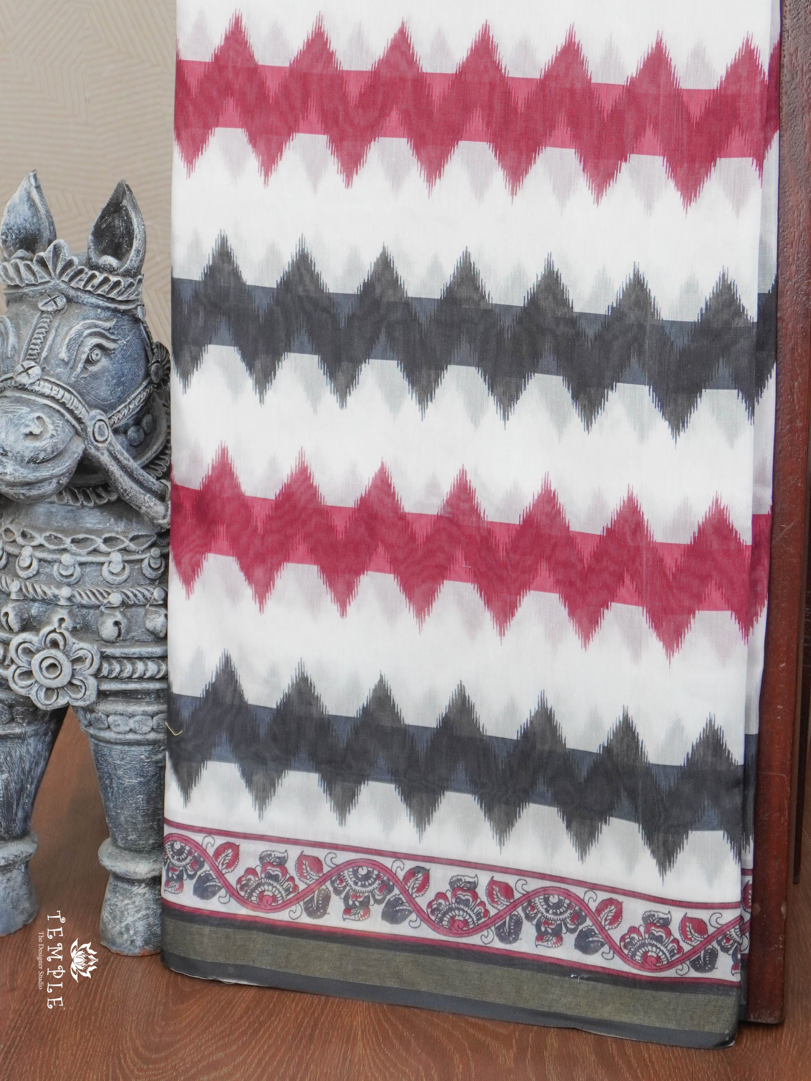 Ikkat Print Cotton Saree | TTDS2819