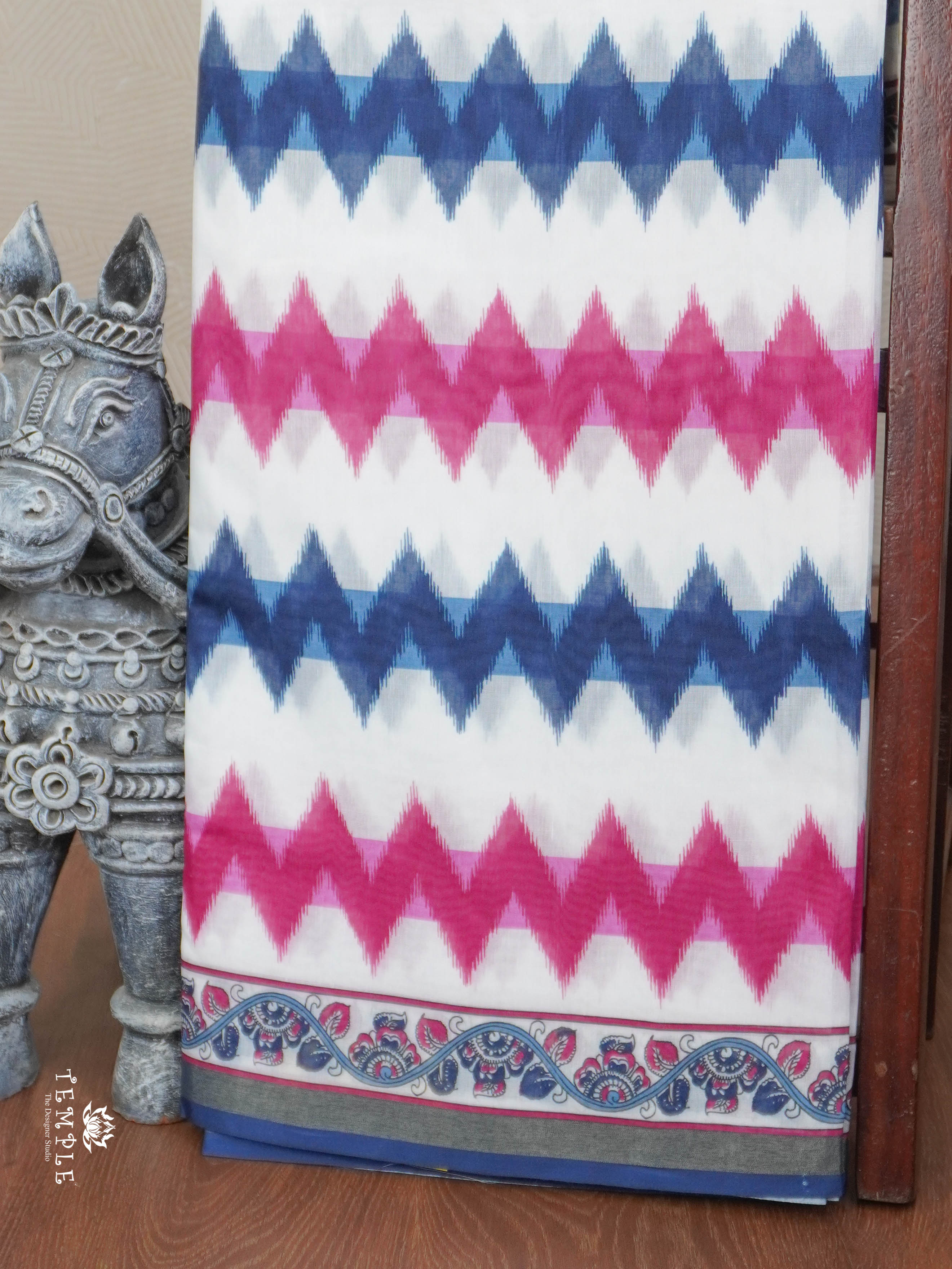 Ikkat Print Cotton Saree | TTDS2819