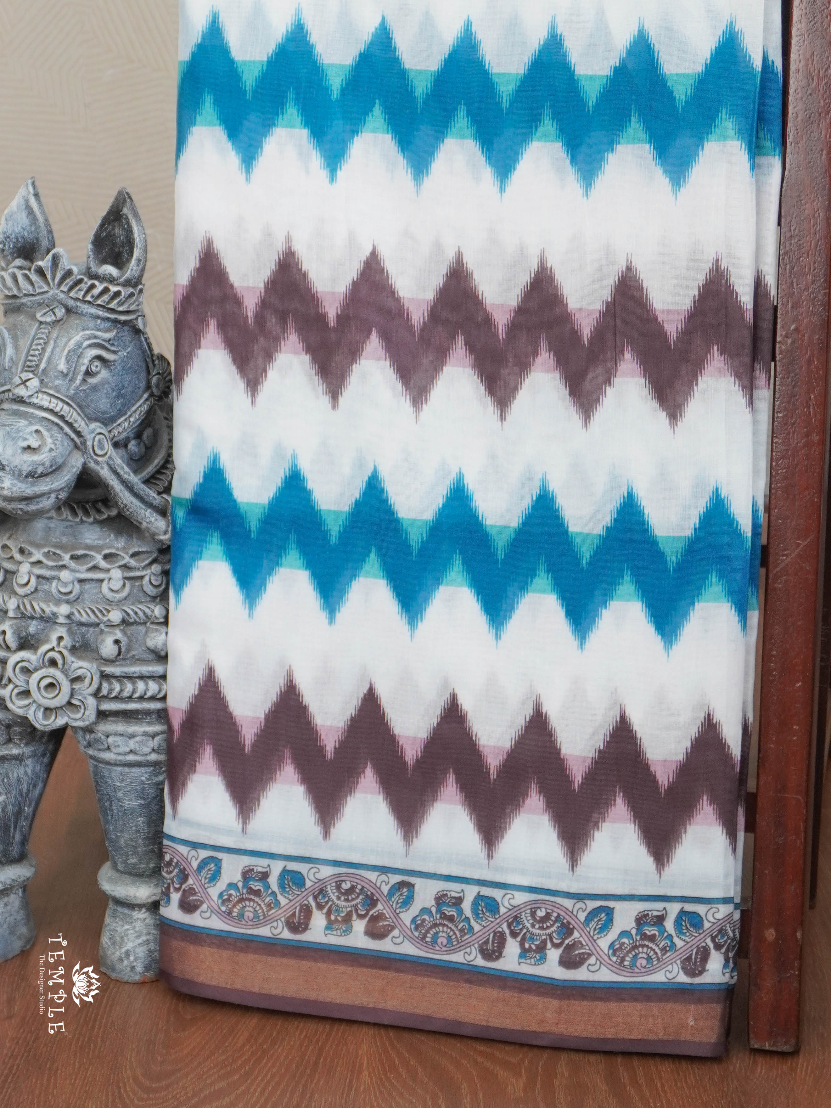 Ikkat Print Cotton Saree | TTDS2819