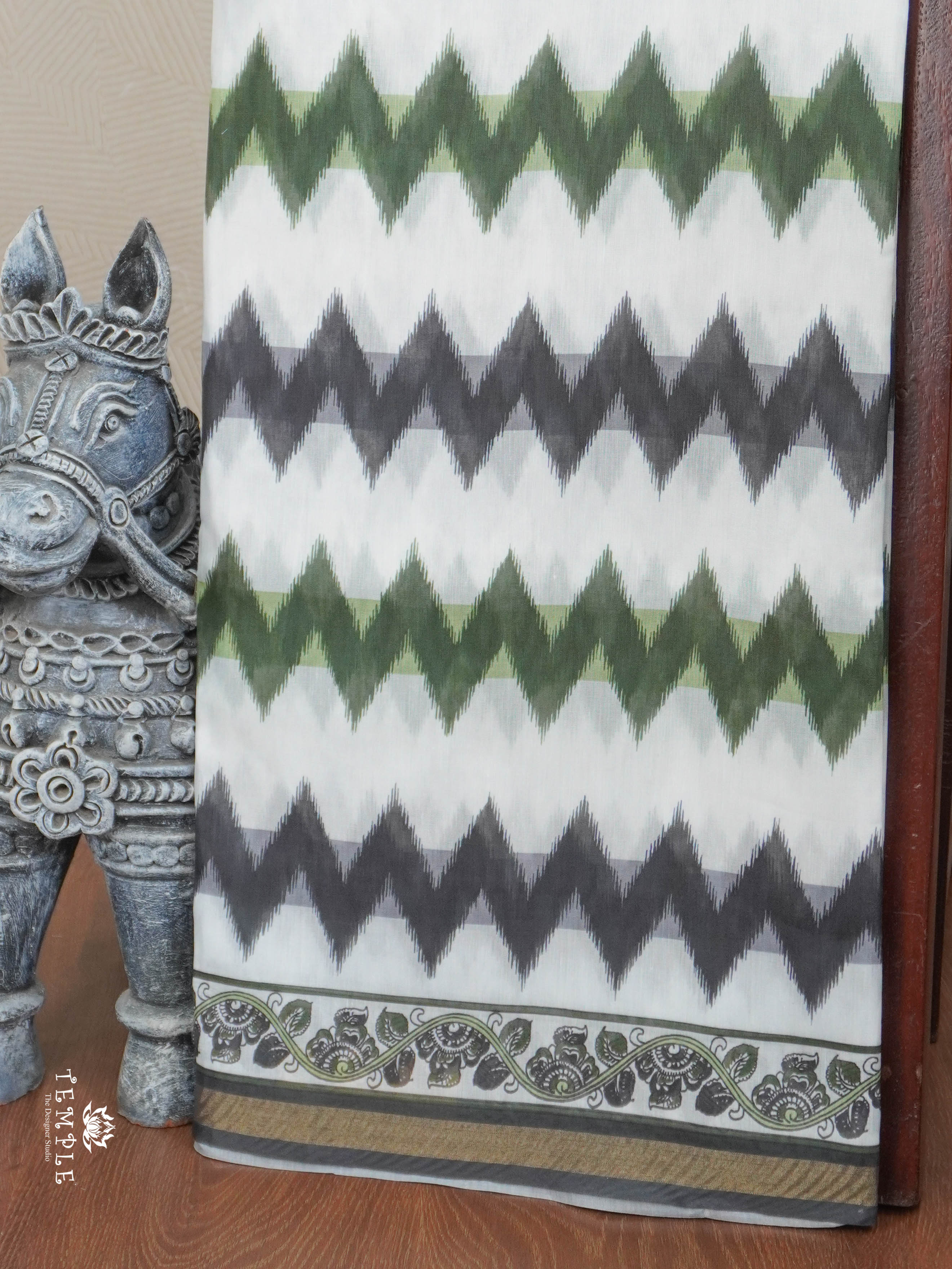 Ikkat Print Cotton Saree | TTDS2819