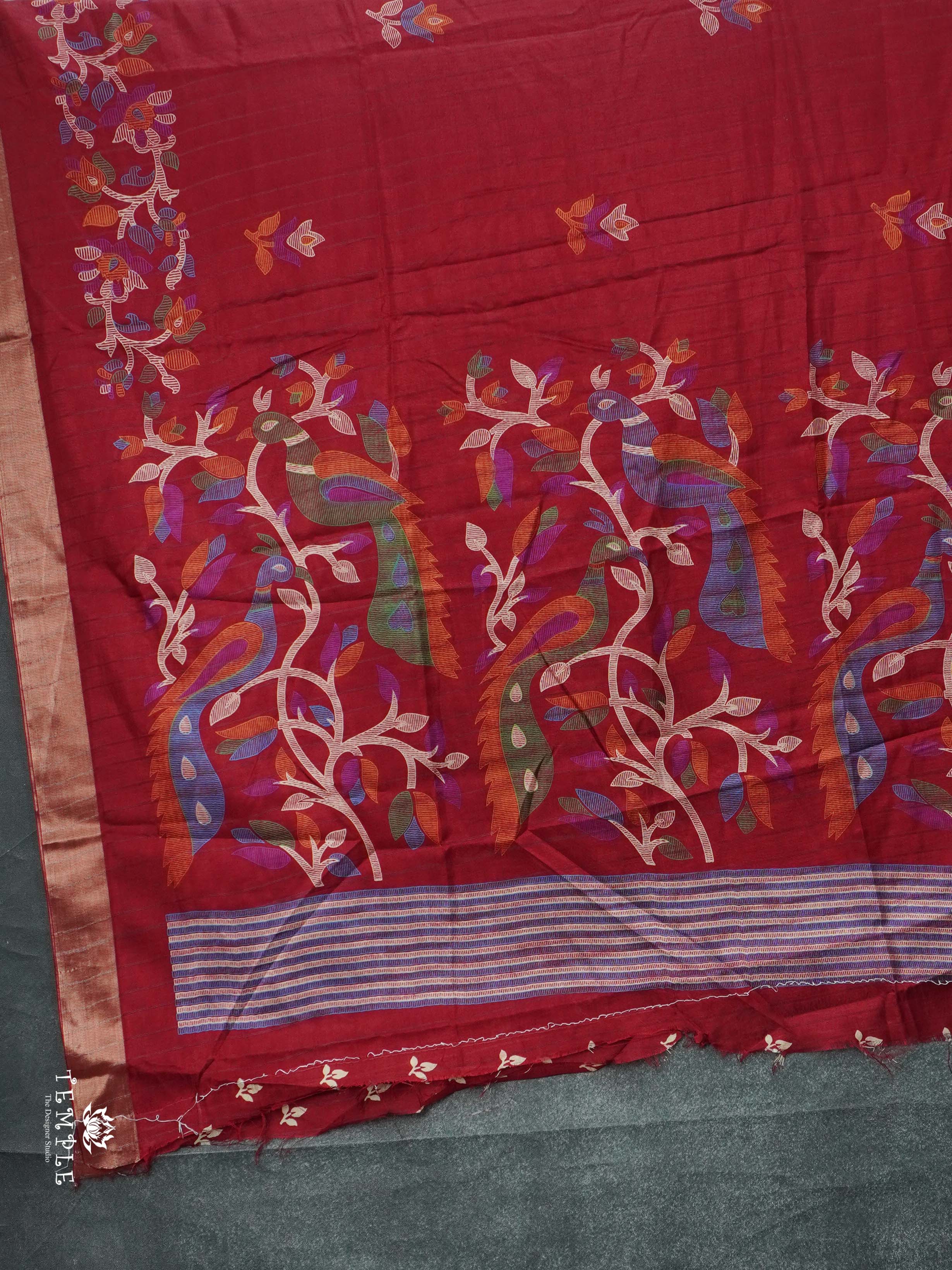 Printed kosa Silk Saree(Maroon) | TTDS2223