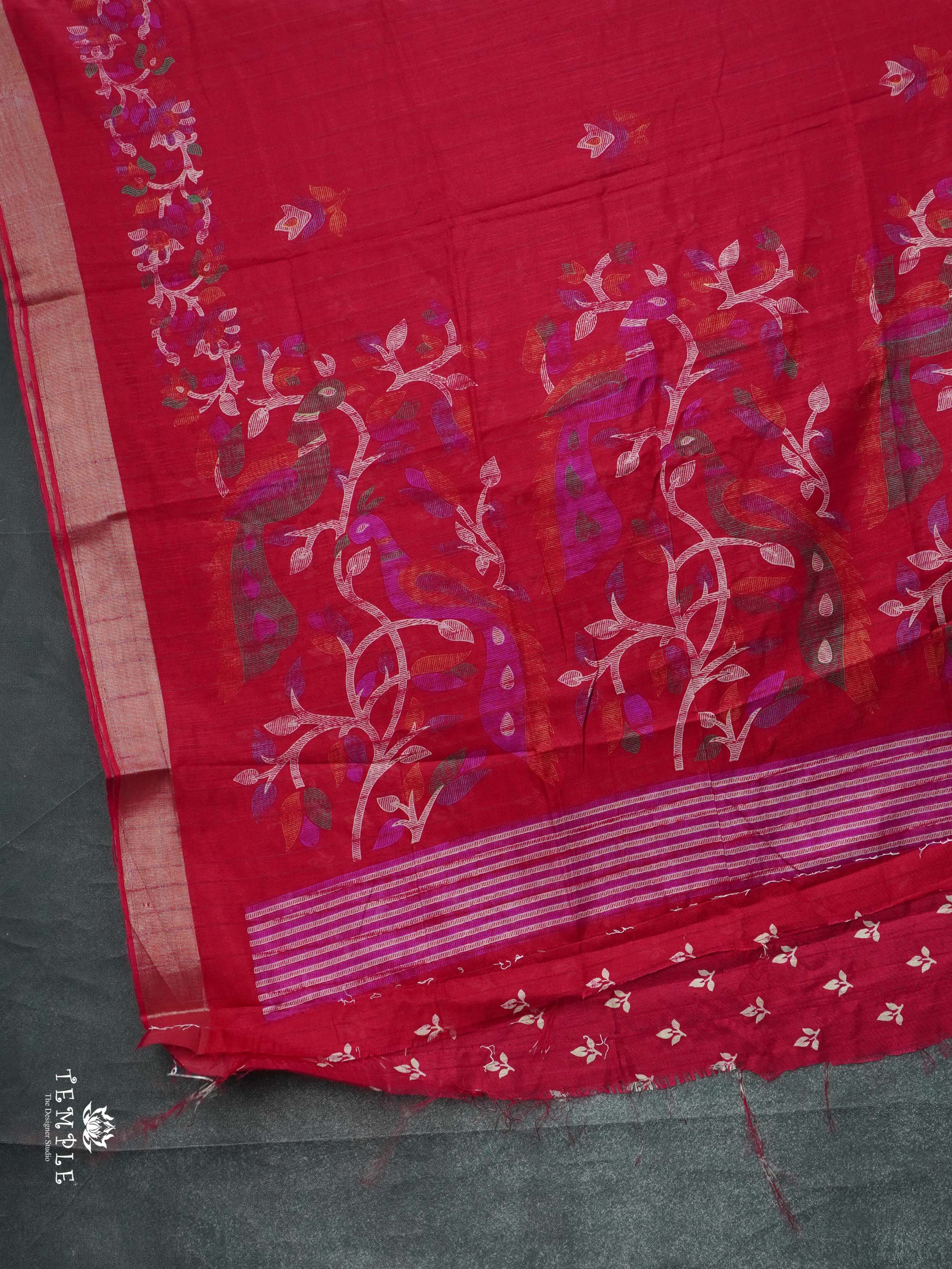 Printed kosa Silk Saree(Rani Pink) | TTDS2223